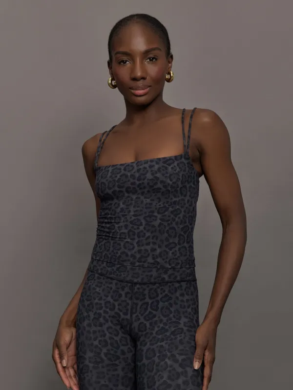 Strappy Tank in Melt - Charcoal Leopard sold by Carbon38