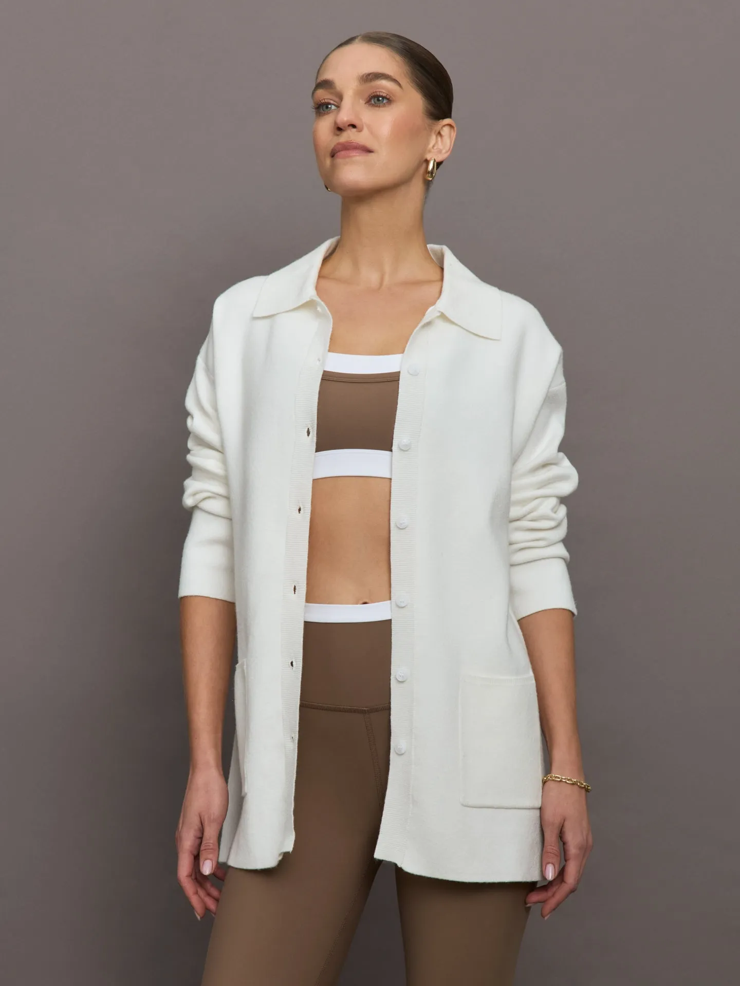 Skylar Collared Cardigan - Cloud Dancer sold by Carbon38