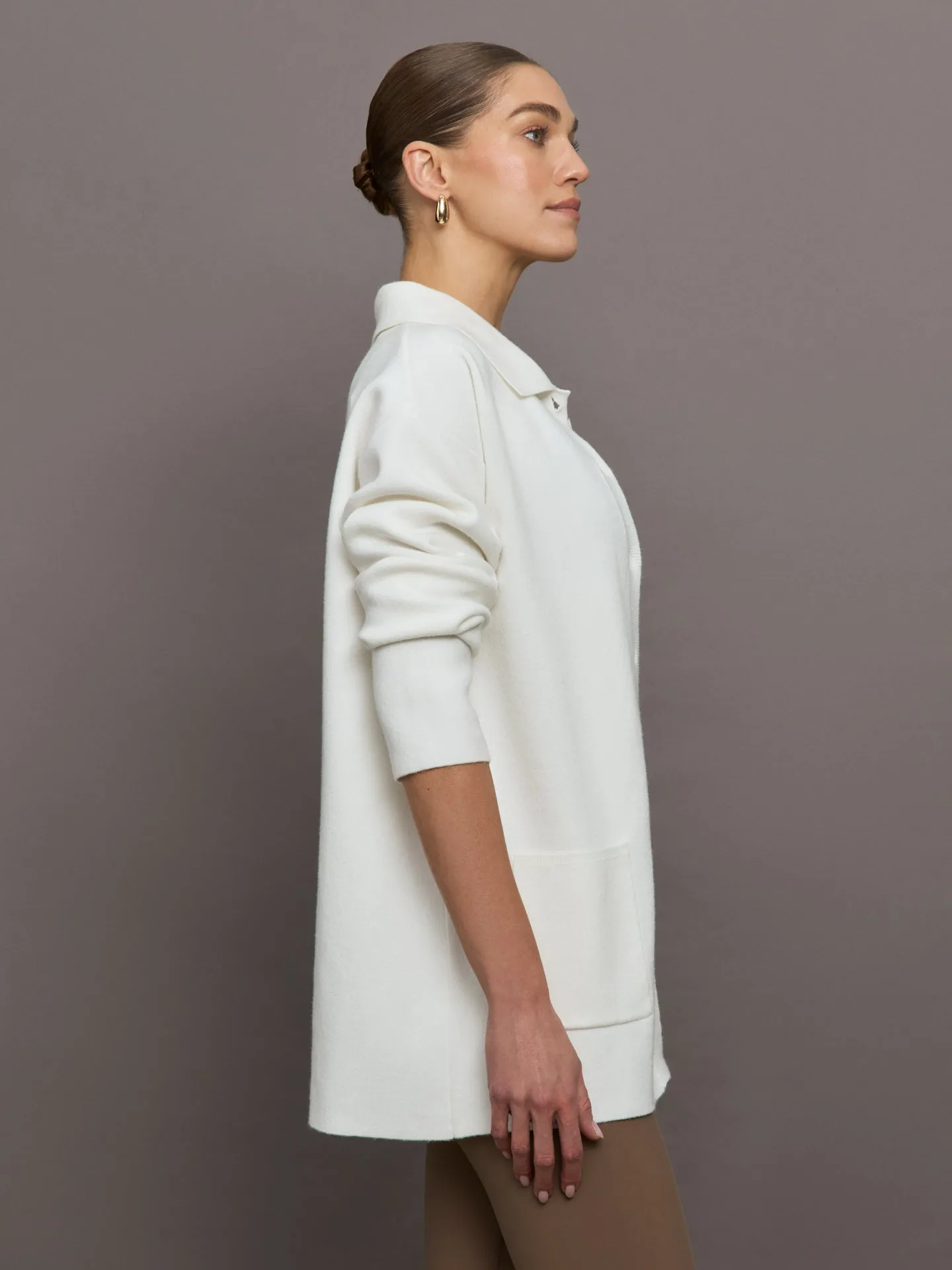 Skylar Collared Cardigan - Cloud Dancer sold by Carbon38 product image thumbnail 3