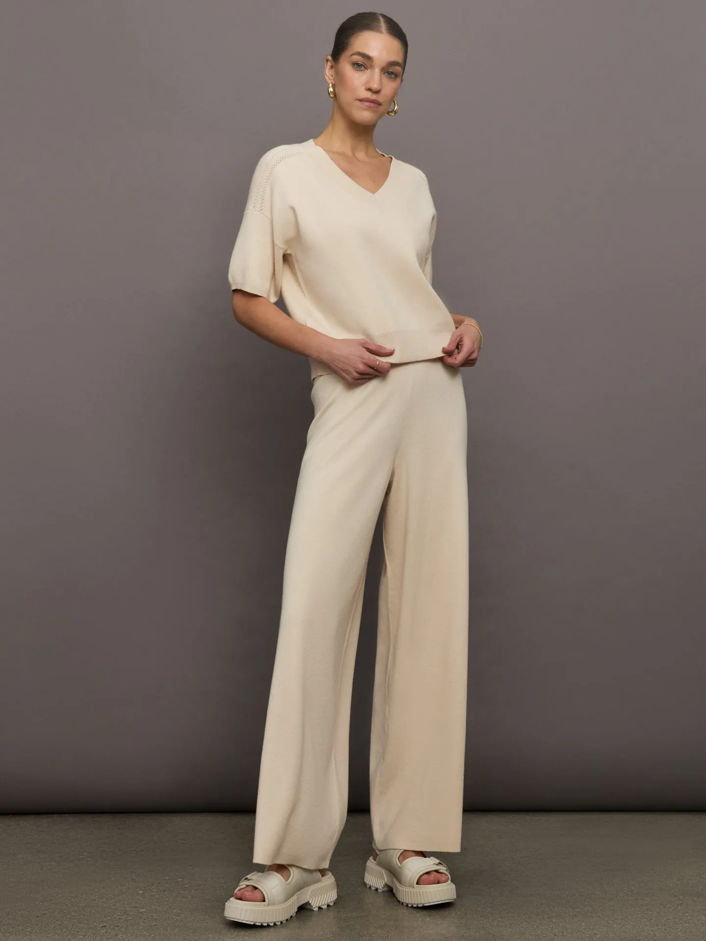 Isla Short Sleeve V-neck Pullover - Sand Dollar sold by Carbon38 product image thumbnail 2