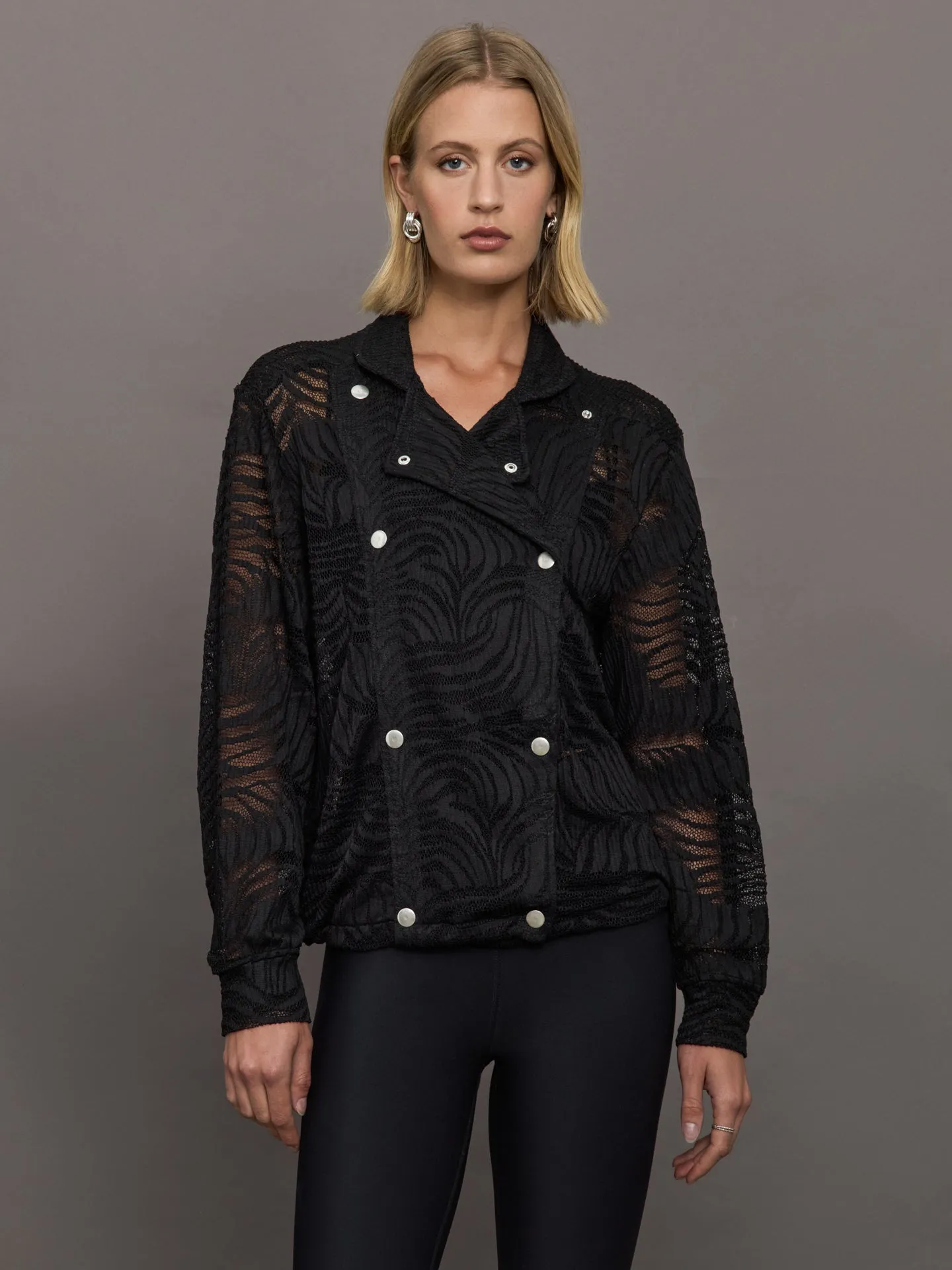 Artemis Fem Lace Bomber Jacket - Black sold by Carbon38