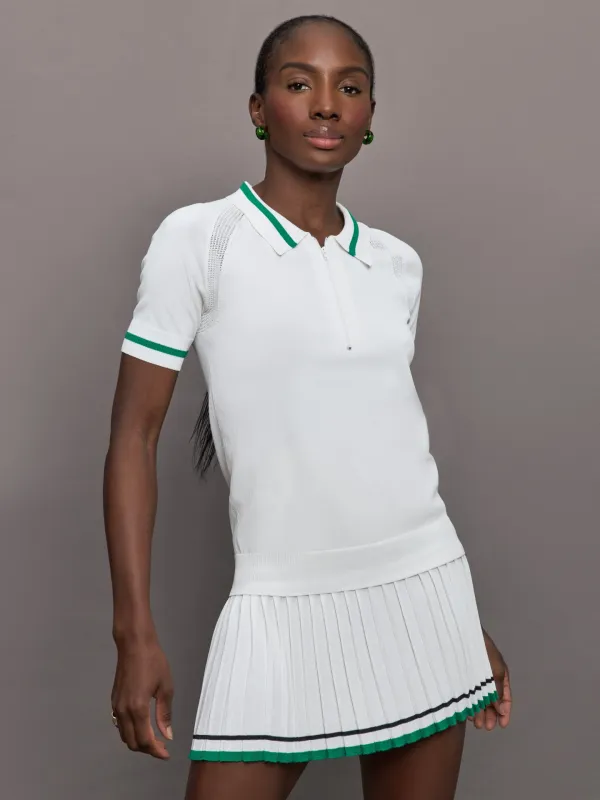 Jersey Polo - White with Green Trim sold by Carbon38