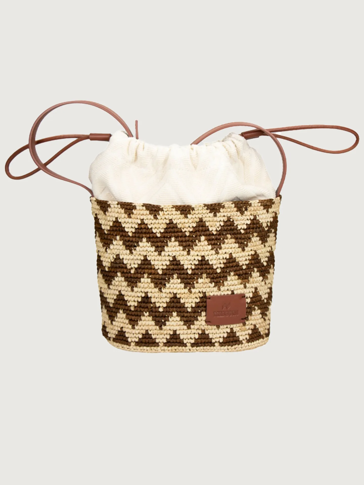 Raffia Bucket Small - Natural/Brown Raffia sold by Carbon38
