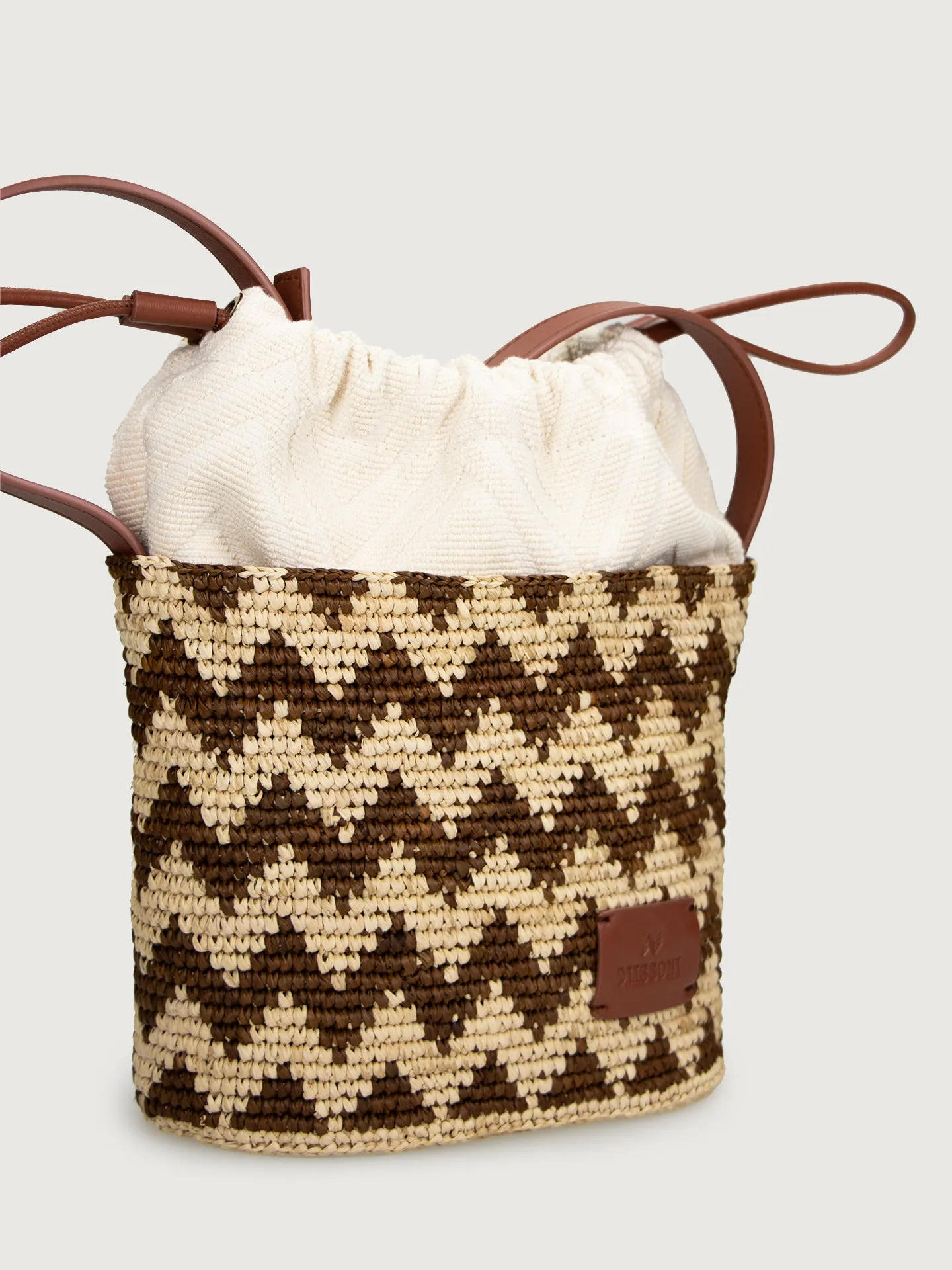 Raffia Bucket Small - Natural/Brown Raffia sold by Carbon38 product image thumbnail 2
