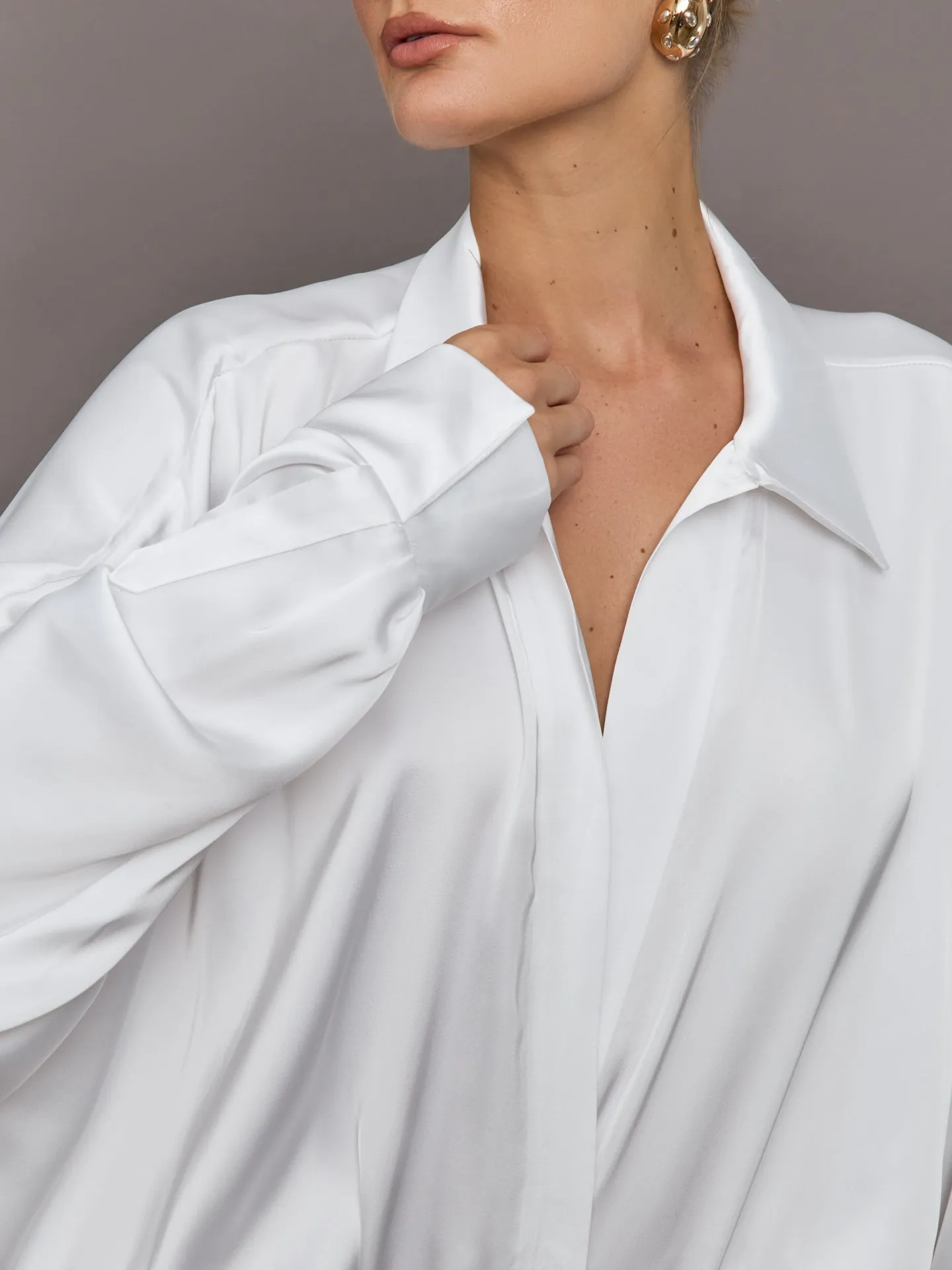 Super Oversized Boyfriend NK Shirt Bodysuit - Snow White sold by Carbon38 product image thumbnail 5