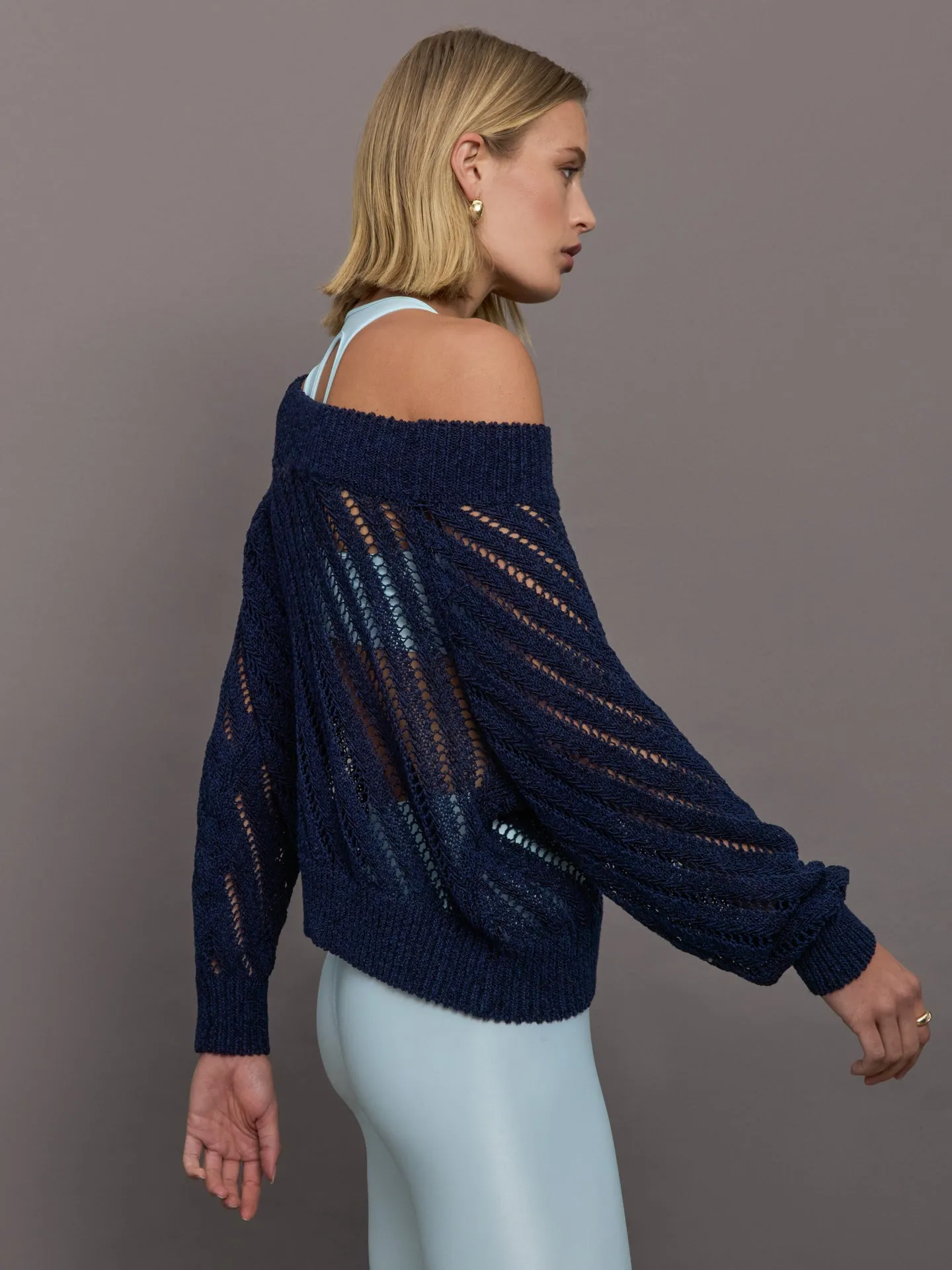 Open Knit Sweater - Navy sold by Carbon38 product image thumbnail 3