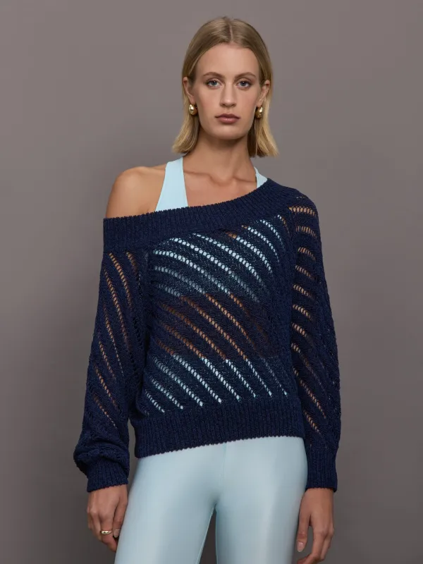 Open Knit Sweater - Navy sold by Carbon38