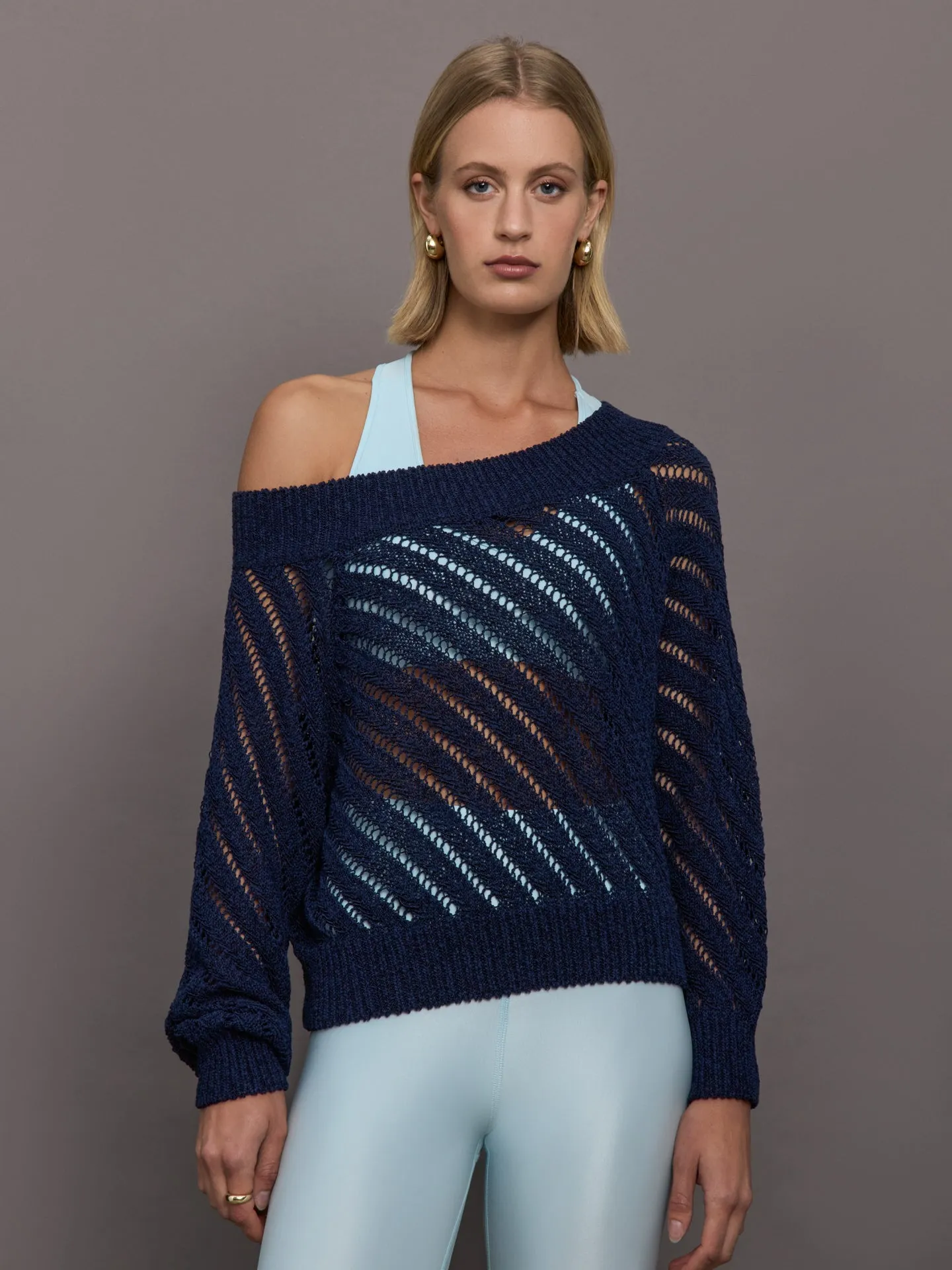 Open Knit Sweater - Navy sold by Carbon38