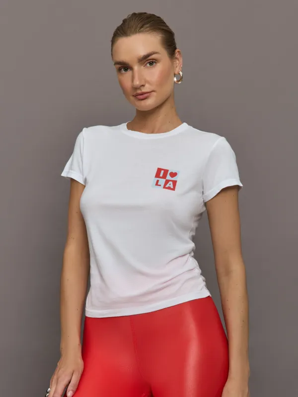 I Love LA Ruched Tee - White sold by Carbon38