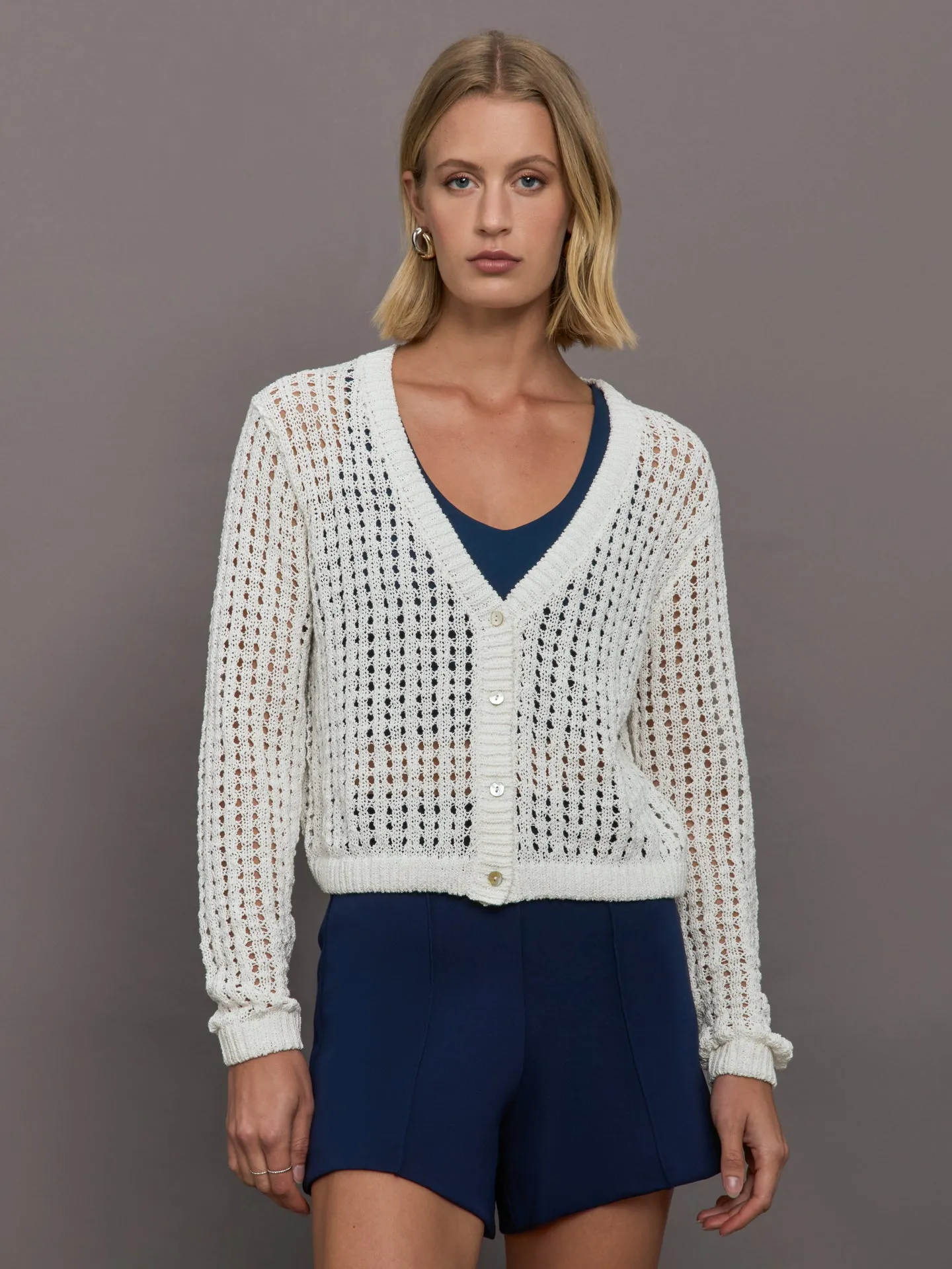 Open Knit Cardigan - White sold by Carbon38