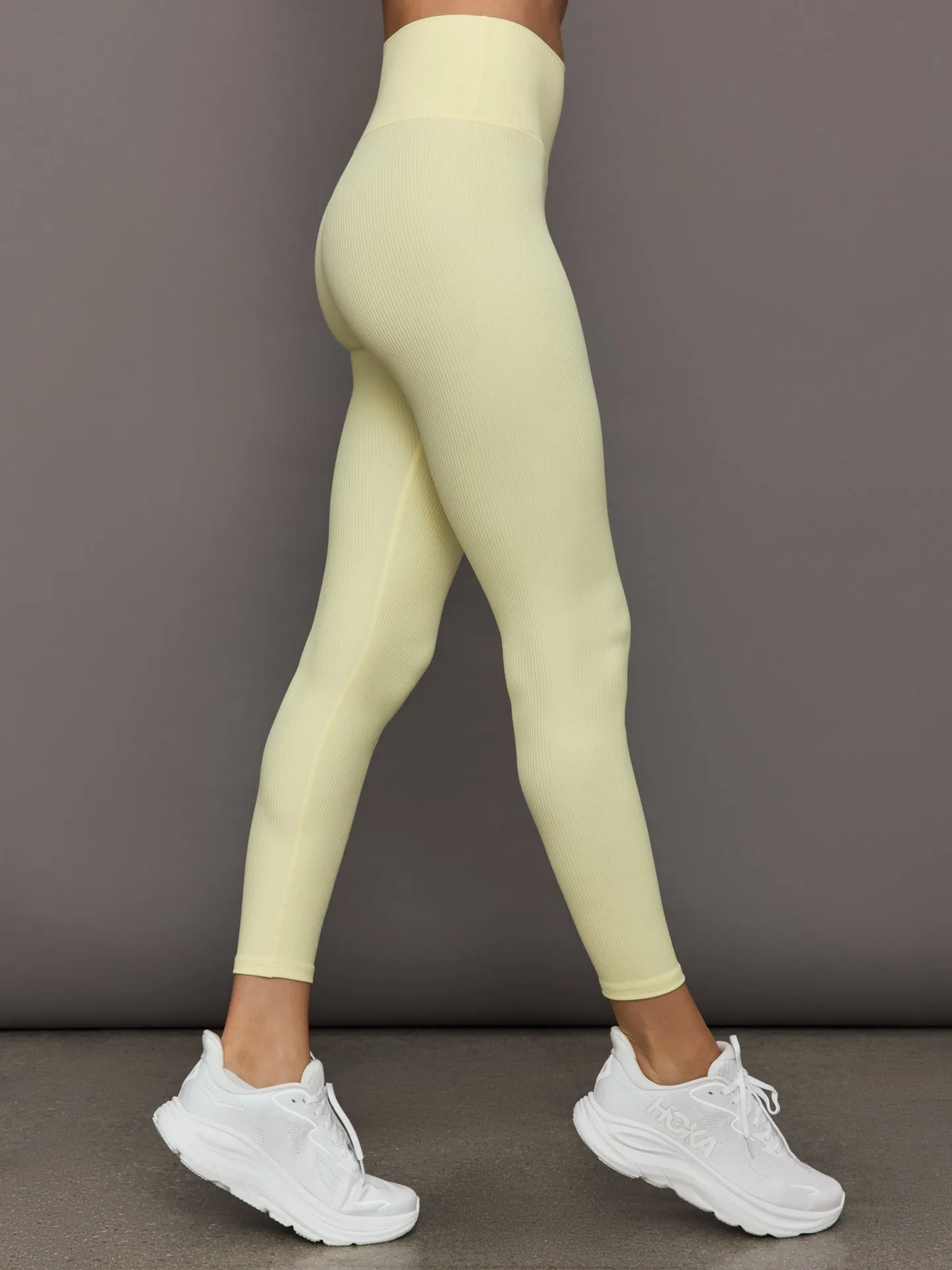 High Rise Legging in Ribbed Melt - Pastel Yellow sold by Carbon38 product image thumbnail 3