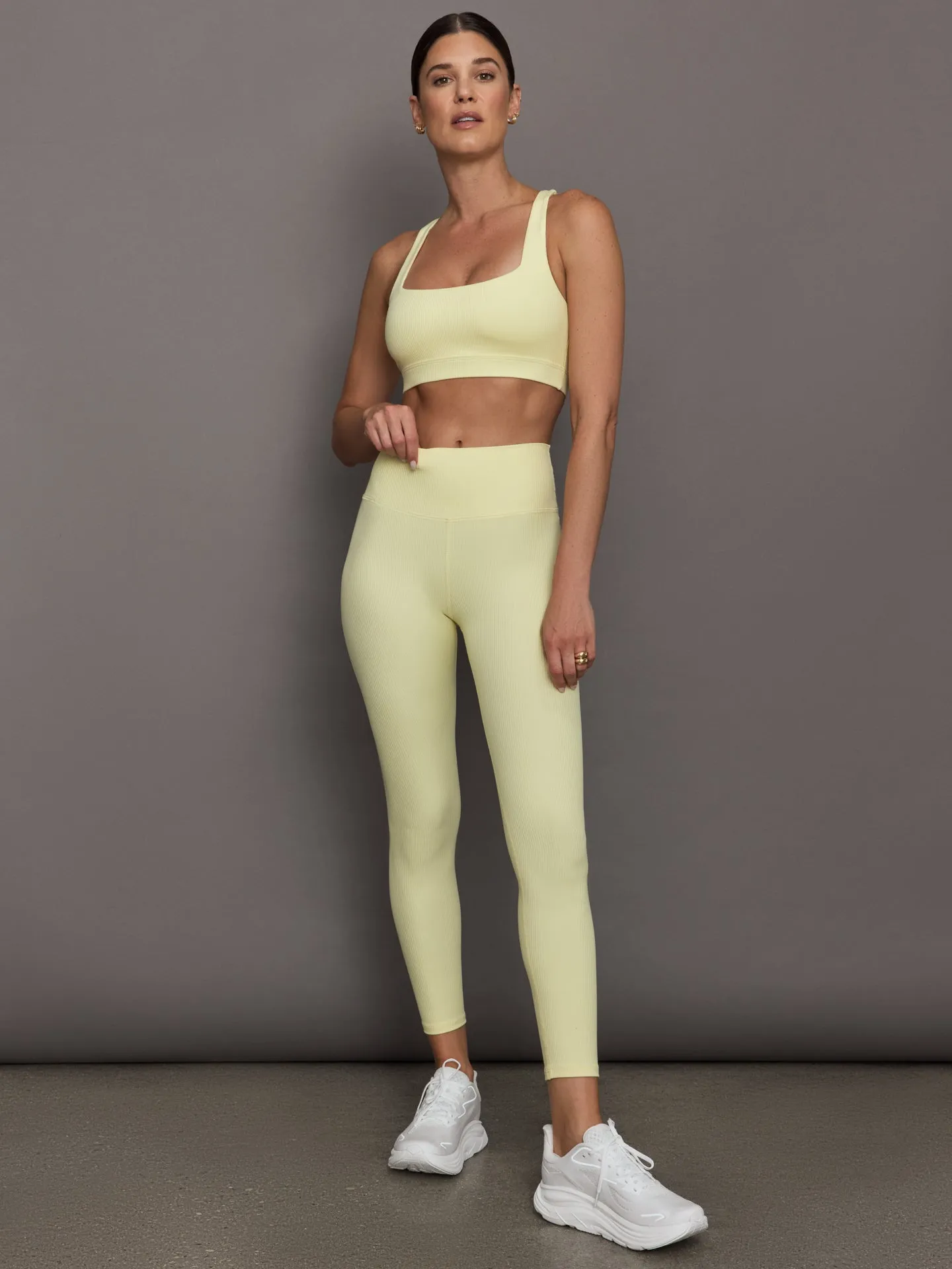 High Rise Legging in Ribbed Melt - Pastel Yellow sold by Carbon38 product image thumbnail 2