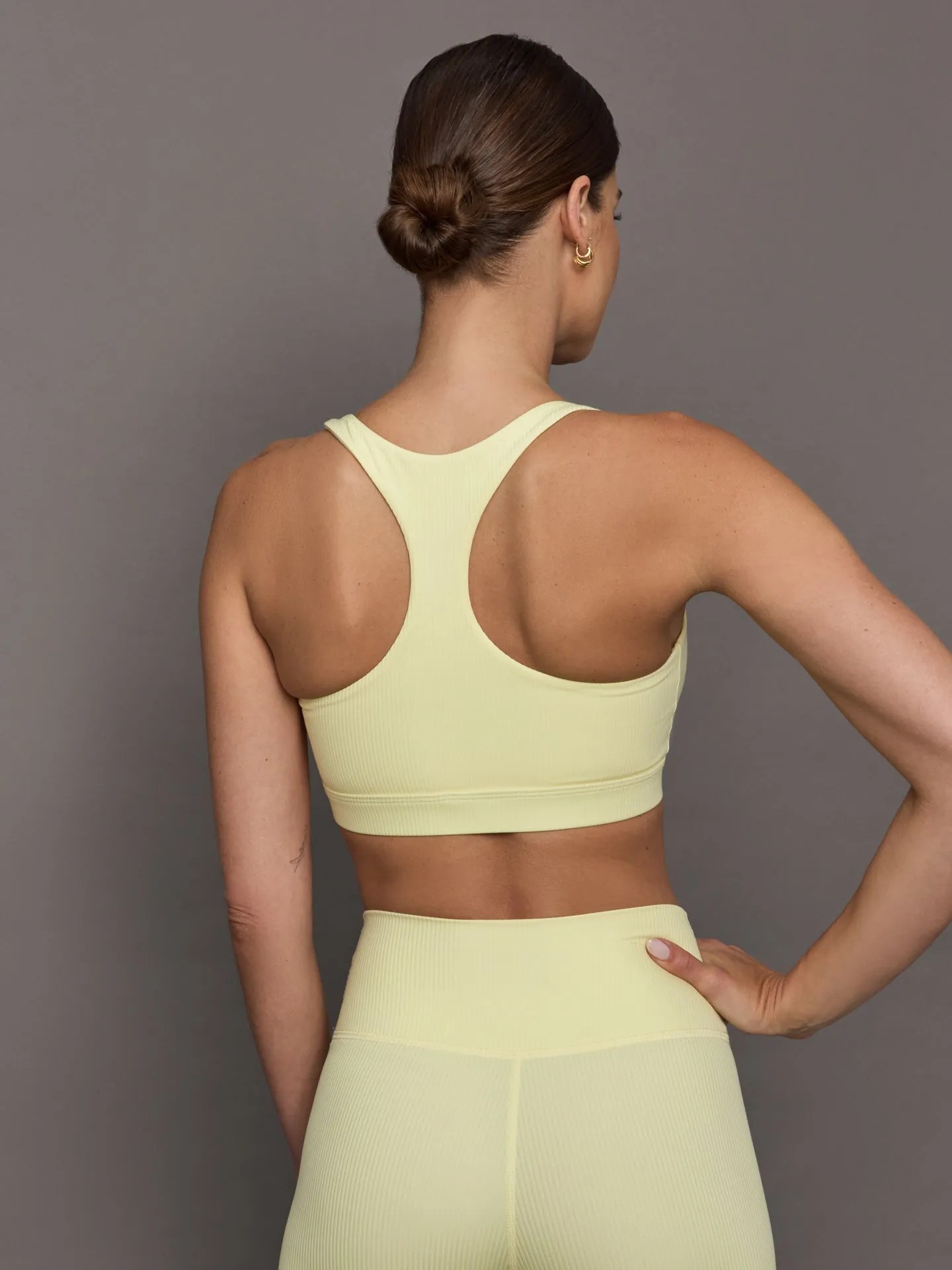 Racerback Bra in Ribbed Melt - Pastel Yellow sold by Carbon38 product image thumbnail 4