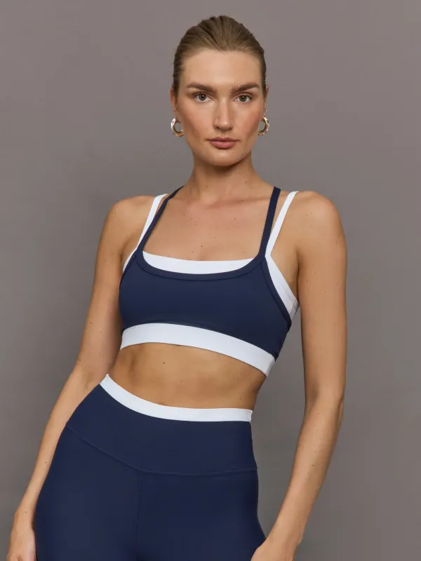 Double Layered Contrast Bra in Melt - Navy/White sold by Carbon38