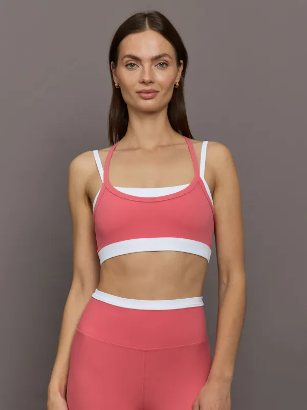 Double Layered Contrast Bra in Melt - Rosewood / White sold by Carbon38