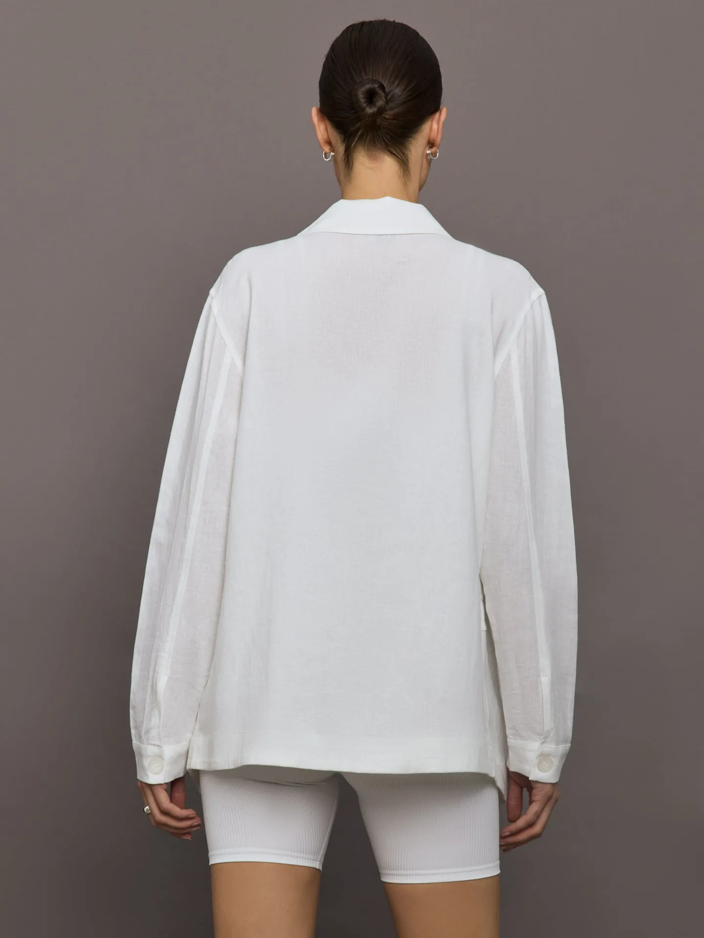 Linen Shirt Jacket - White sold by Carbon38 product image thumbnail 3