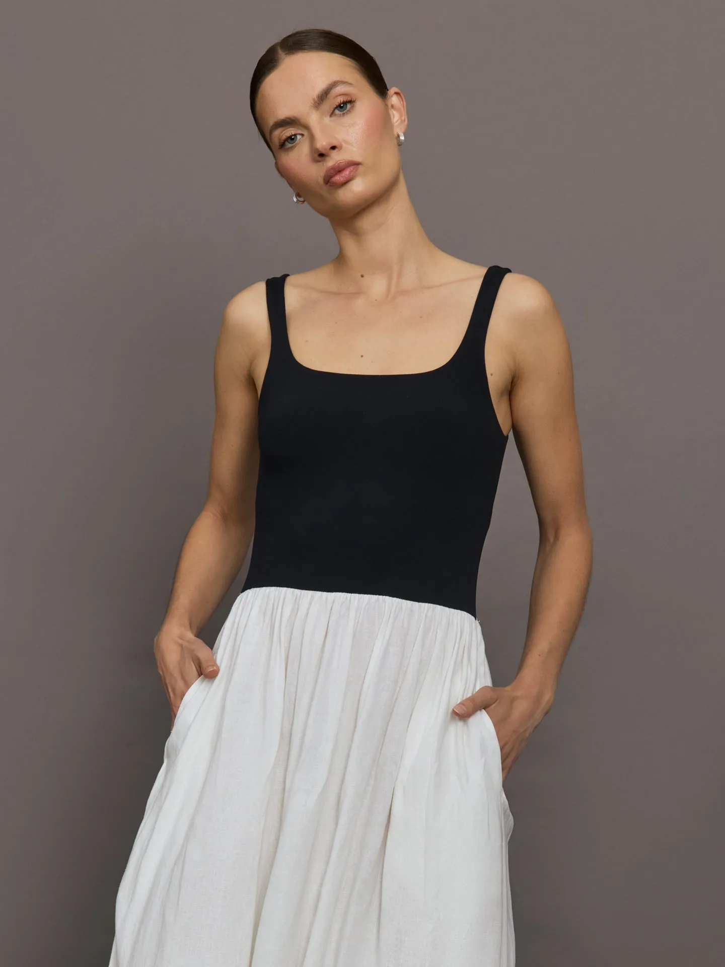 Linen and Melt Dress - Black/White sold by Carbon38 product image thumbnail 3
