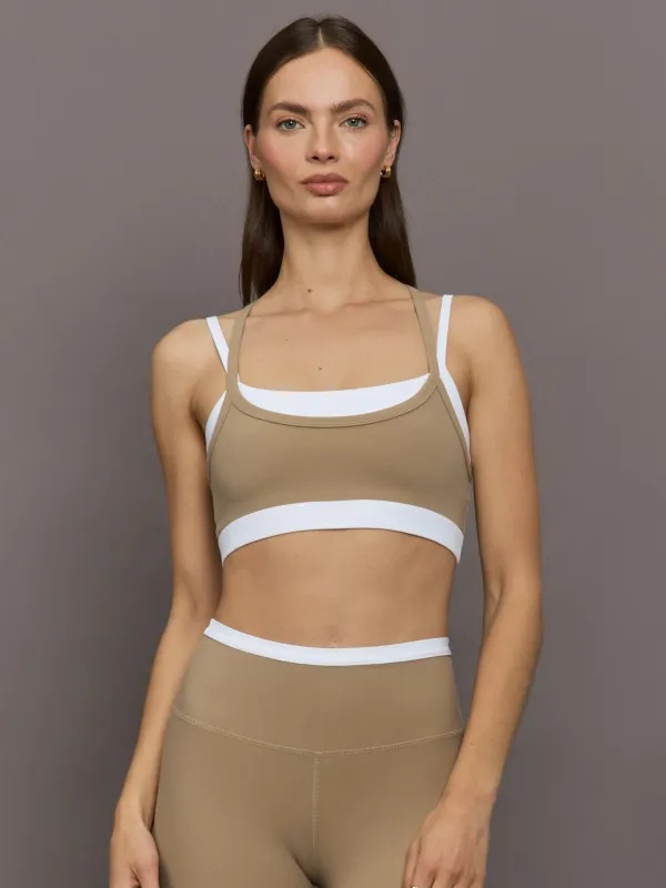 Double Layered Contrast Bra in Melt - Chinchilla / White sold by Carbon38