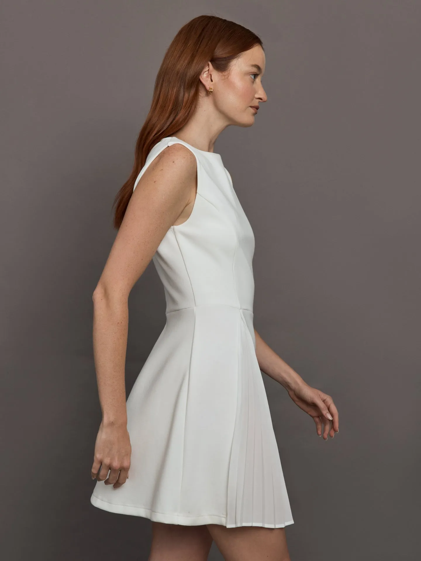 Split Pleat Tennis Dress in Scuba - White sold by Carbon38 product image thumbnail 3