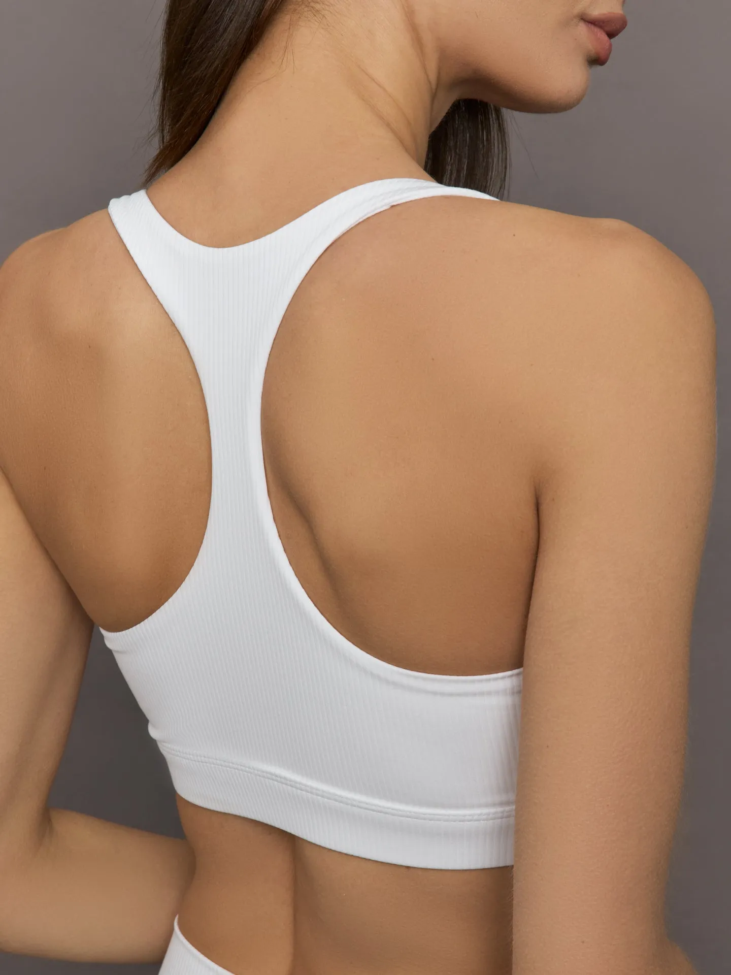 Racerback Bra in Ribbed Melt - White sold by Carbon38 product image thumbnail 5