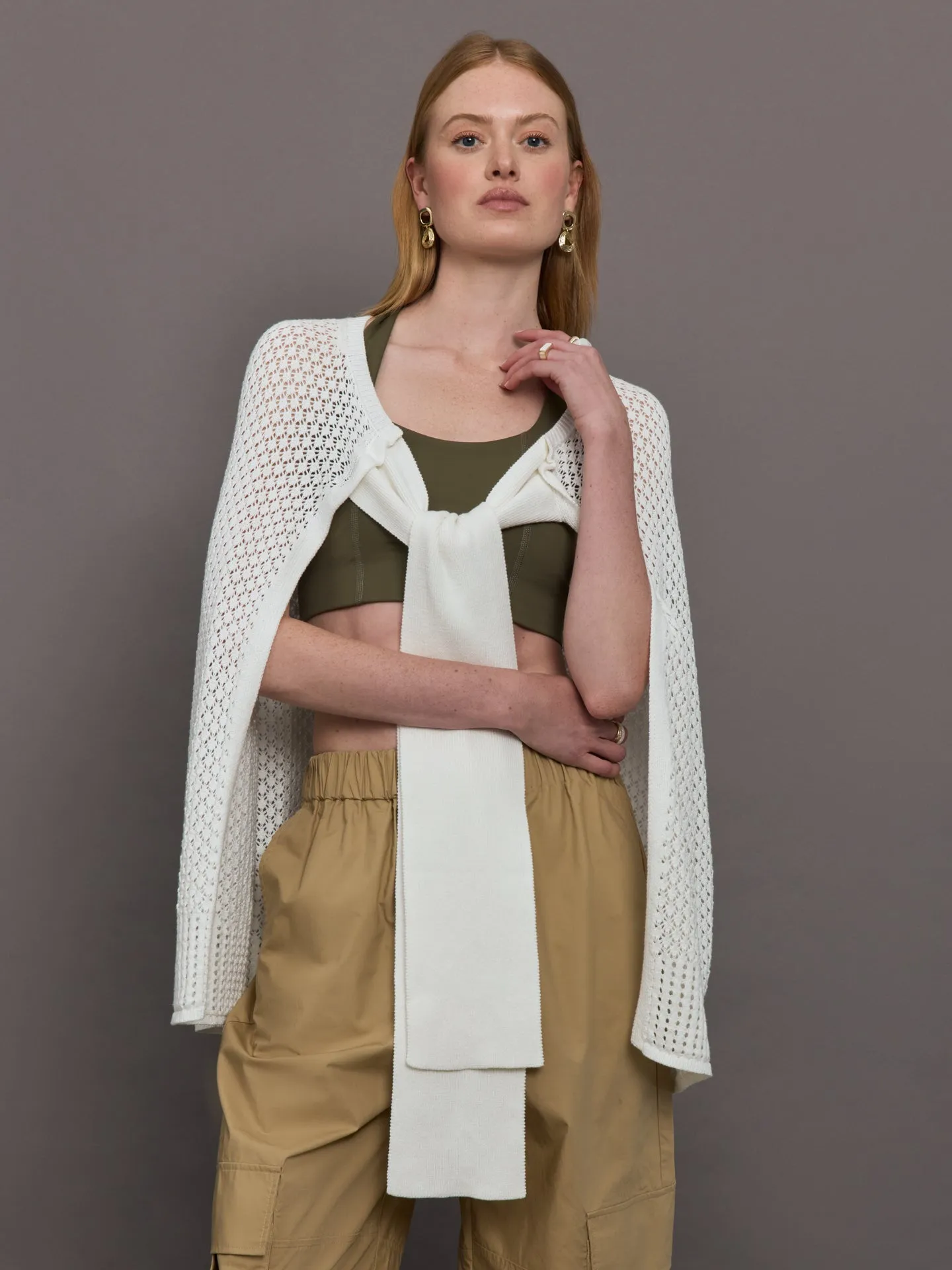 Gabrielle Knit Cape - Creme sold by Carbon38