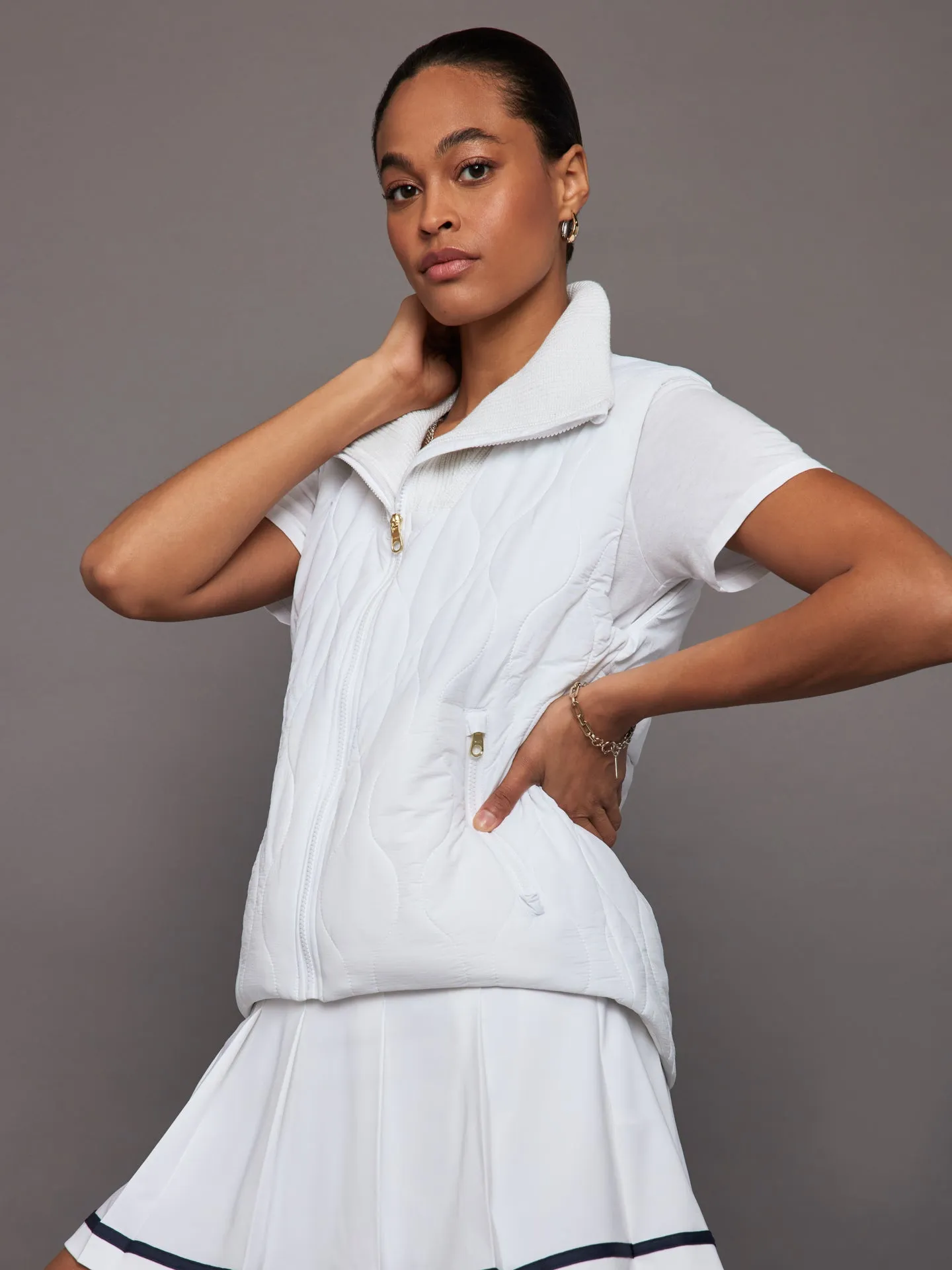 Zarah Quilted Gilet - White sold by Carbon38