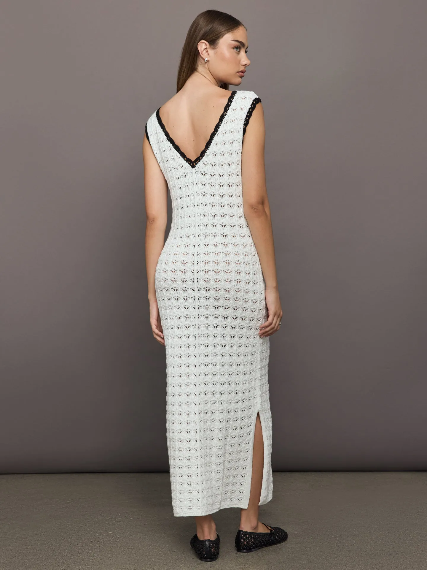 Open Back Knit Crochet Dress - Ivory sold by Carbon38 product image thumbnail 2