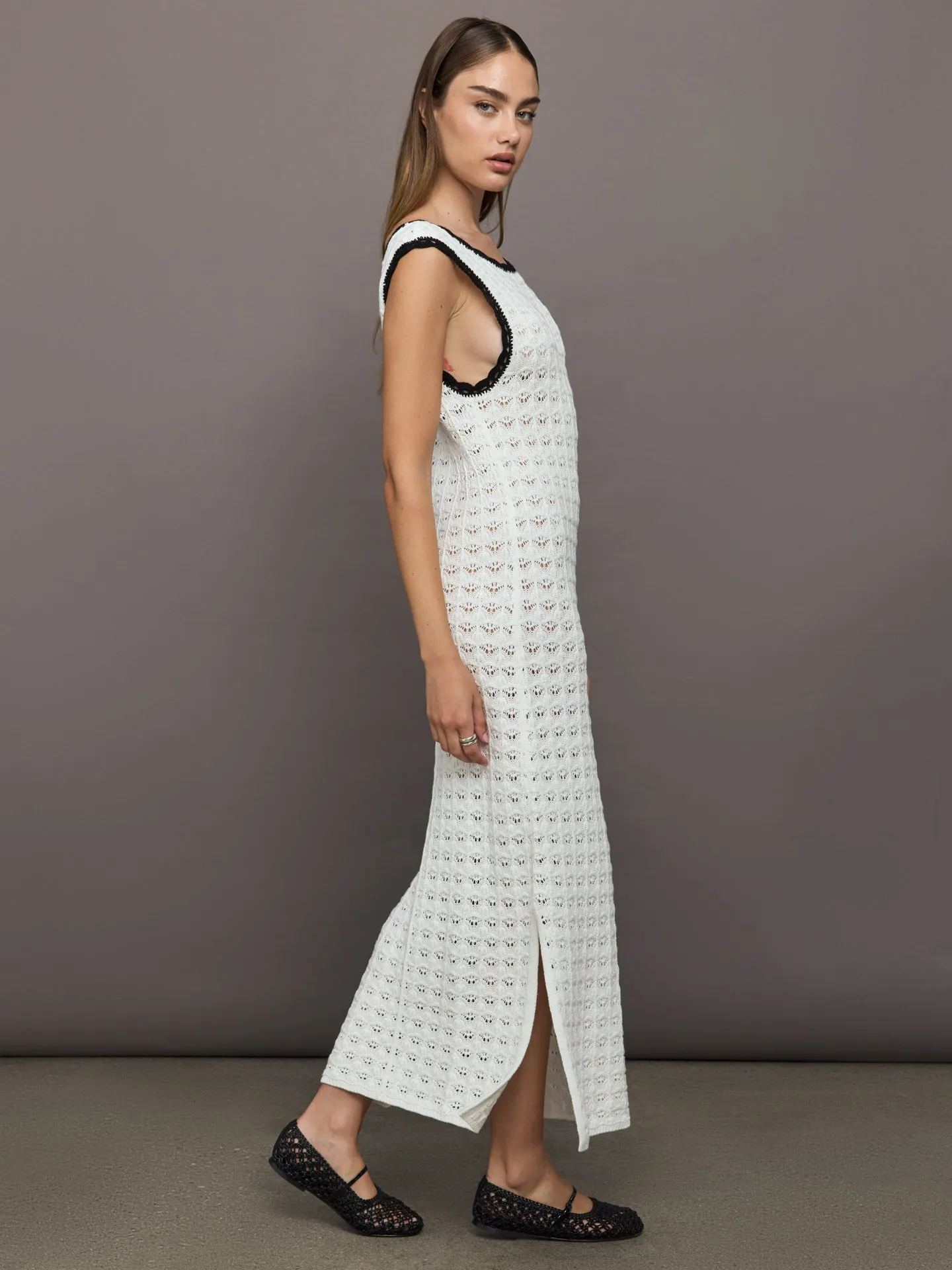 Open Back Knit Crochet Dress - Ivory sold by Carbon38 product image thumbnail 5