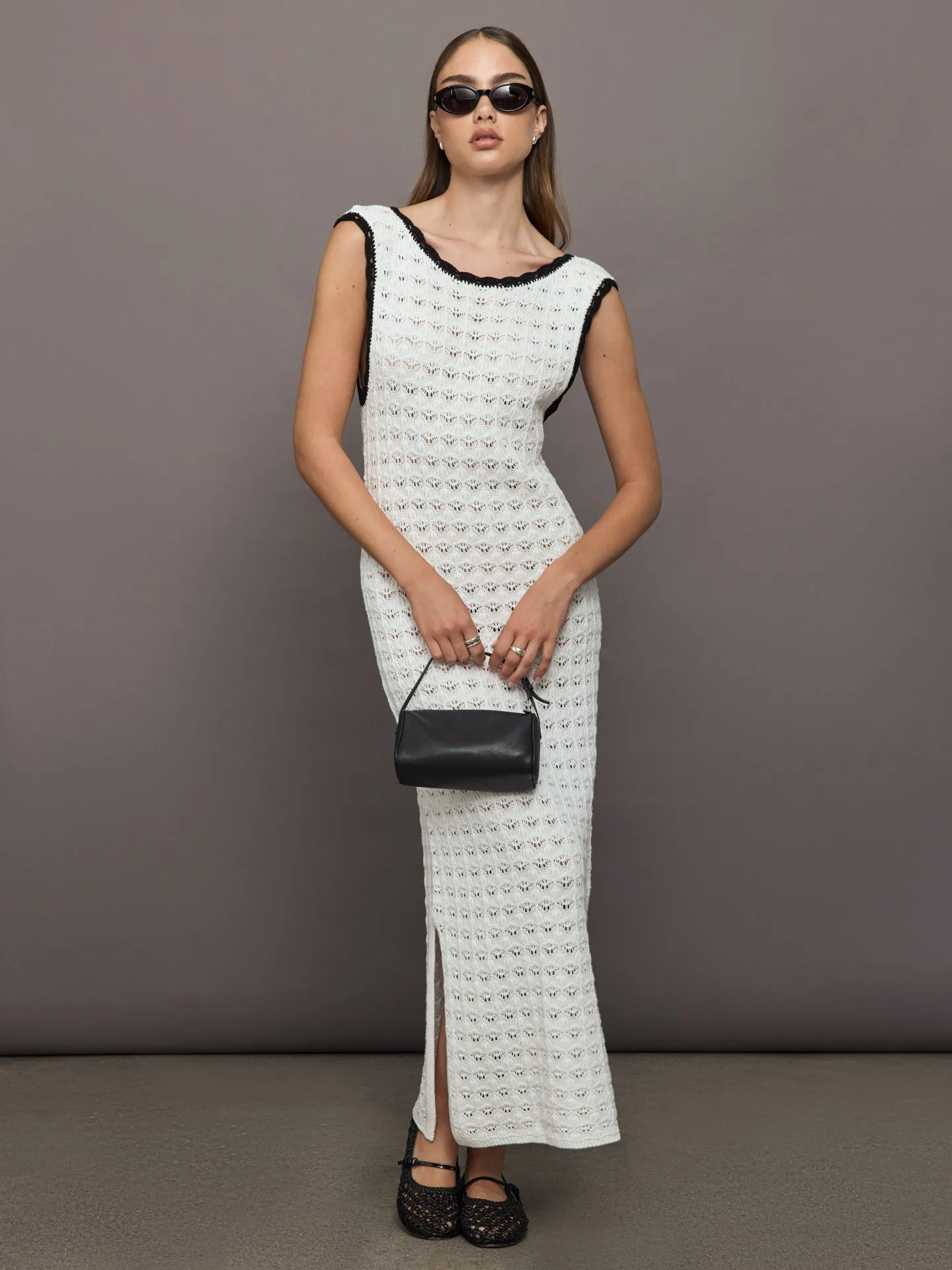 Open Back Knit Crochet Dress - Ivory sold by Carbon38