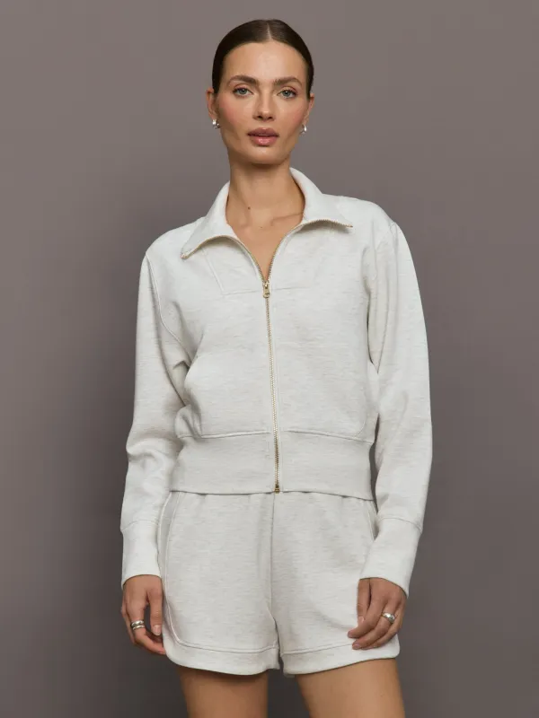 Full Zip Jacket in Interlock - Moonbeam Heather sold by Carbon38