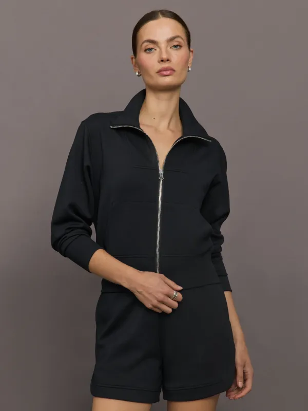 Full Zip Jacket in Interlock - Black sold by Carbon38