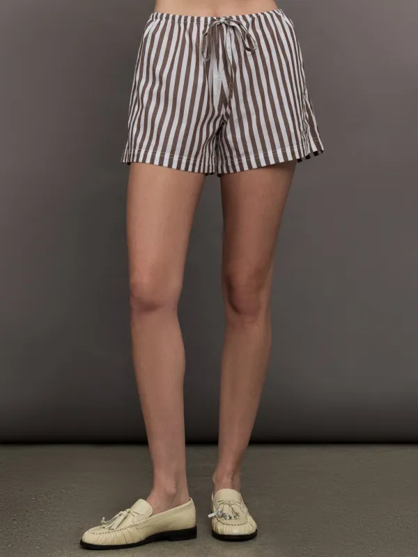 Weekend Stripe Shorts - Brown/White sold by Carbon38