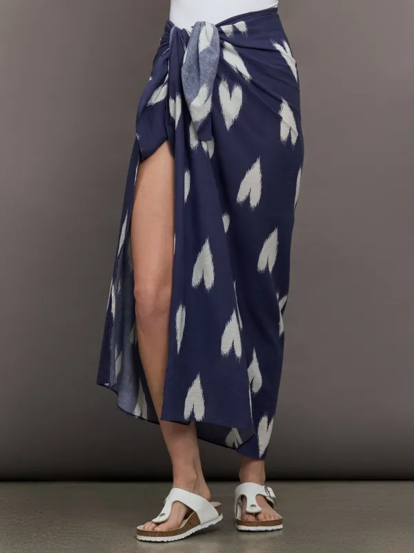 Roper Ikat Heart Sarong - Indigo made by Kerri Rosenthal