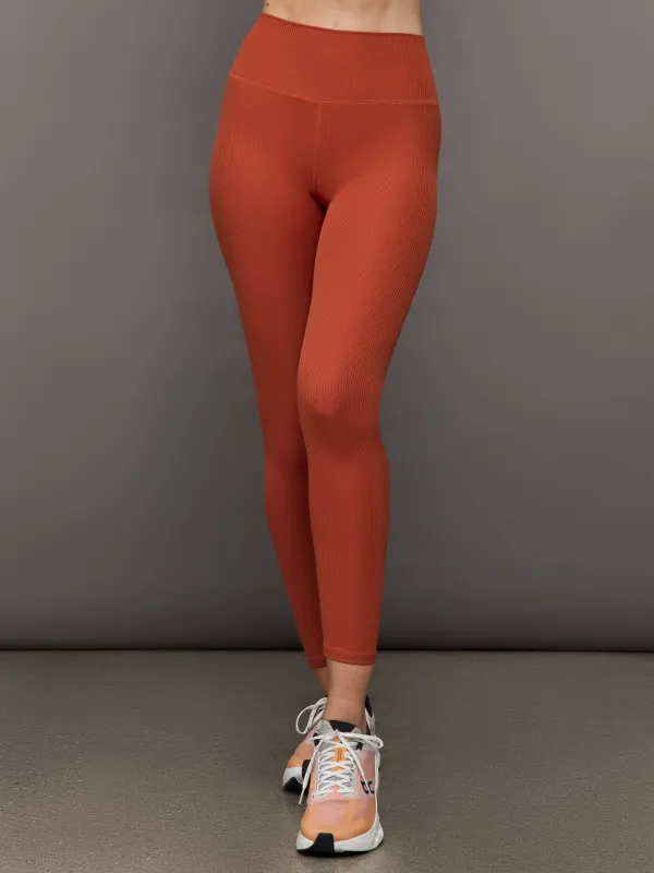 High Rise Legging in Ribbed Melt - Terracotta sold by Carbon38