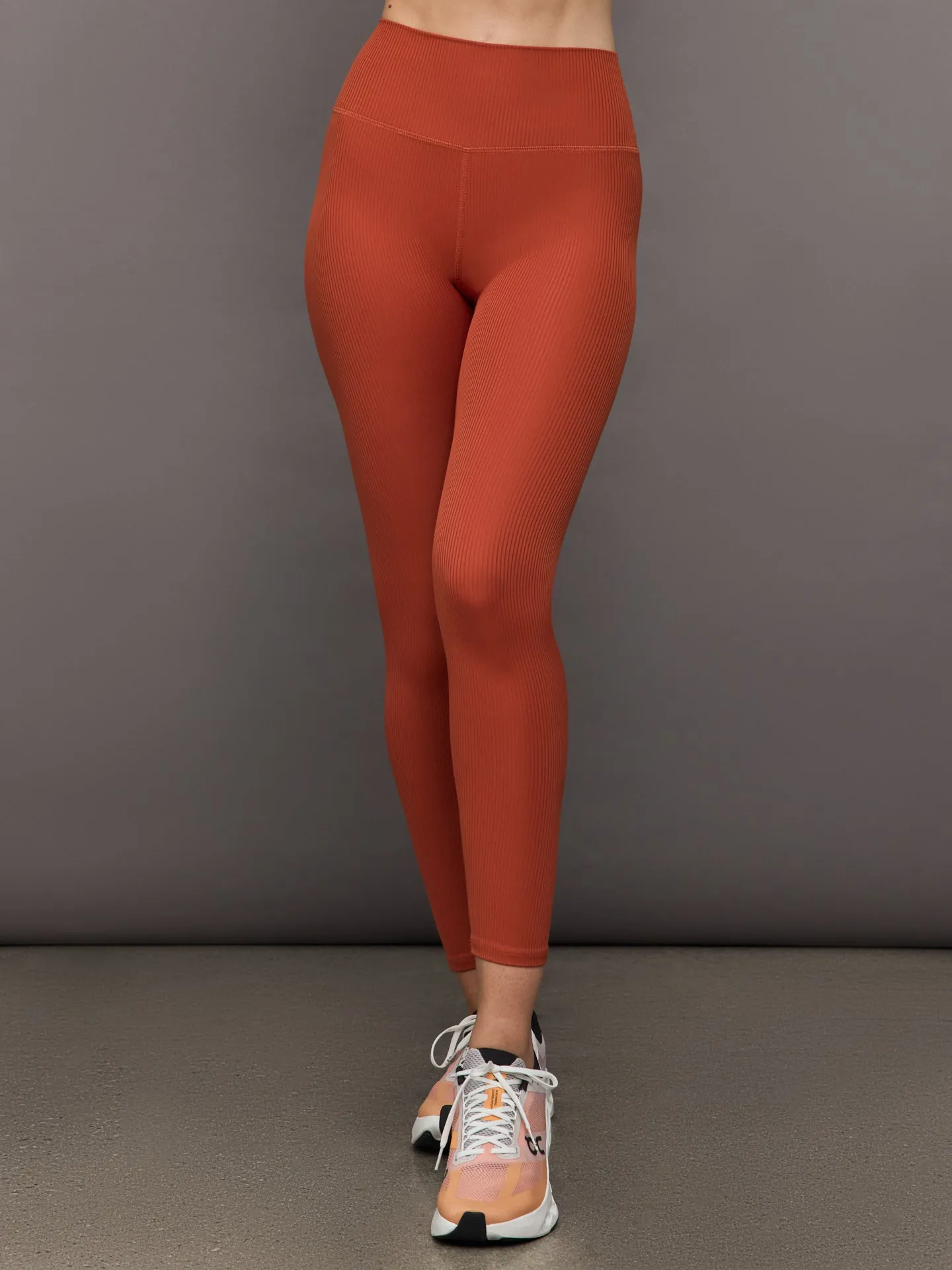 High Rise Legging in Ribbed Melt - Terracotta sold by Carbon38