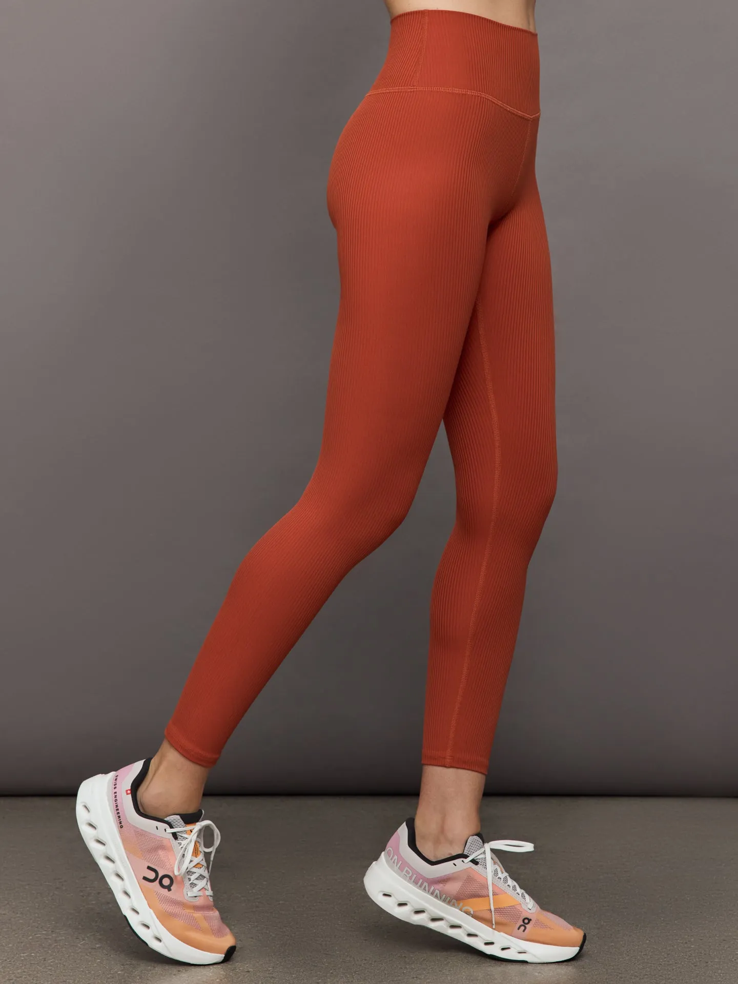 High Rise Legging in Ribbed Melt - Terracotta sold by Carbon38 product image thumbnail 3