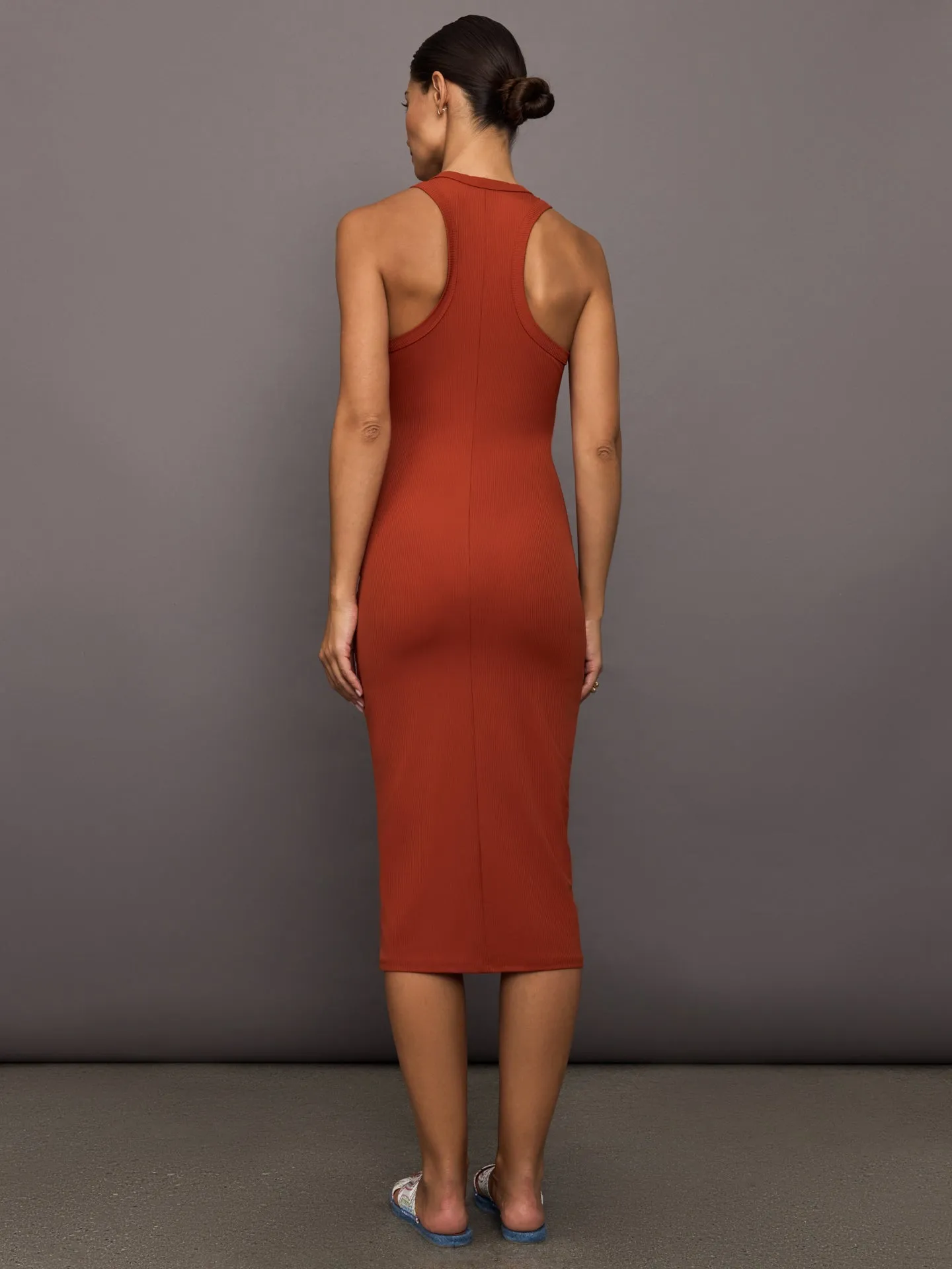 High Neck Tank Dress in Ribbed Melt - Terracotta sold by Carbon38 product image thumbnail 5