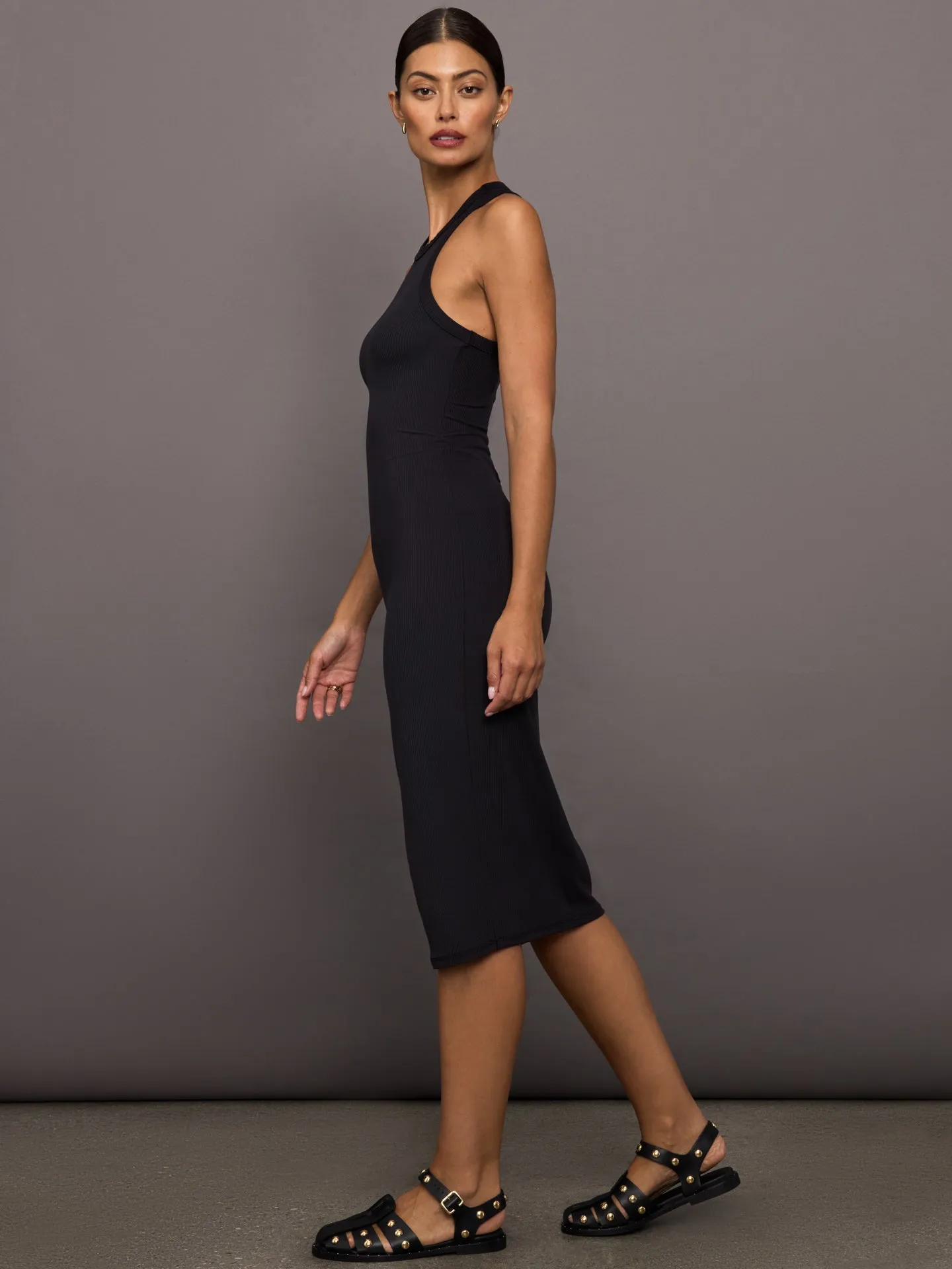 High Neck Tank Dress in Ribbed Melt - Black sold by Carbon38 product image thumbnail 2