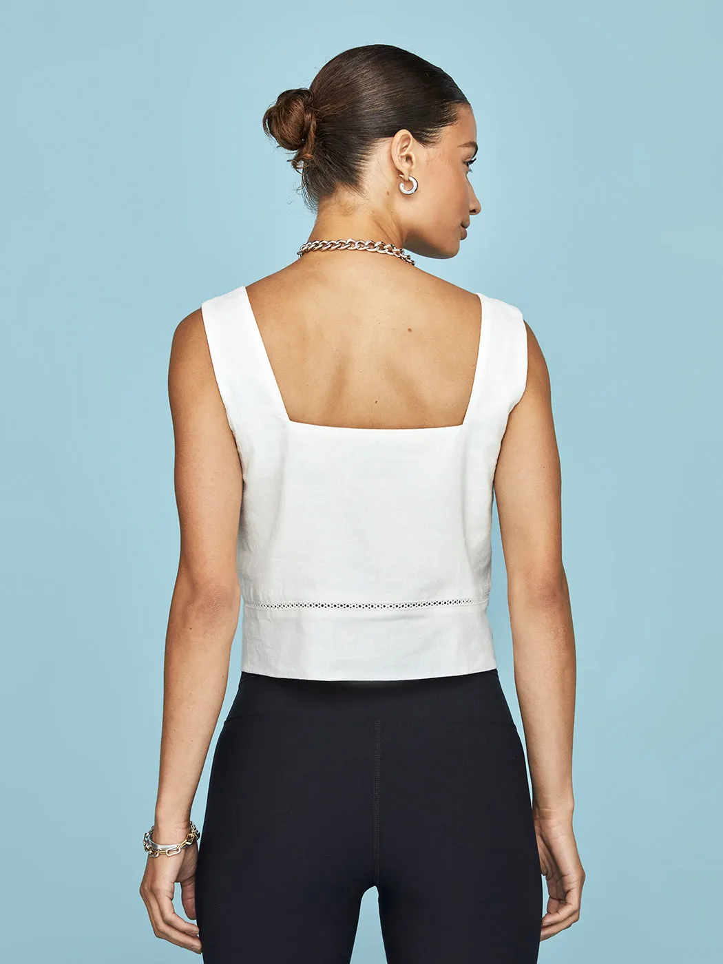 Linen Square Neck Tank - Cream sold by Carbon38 product image thumbnail 3