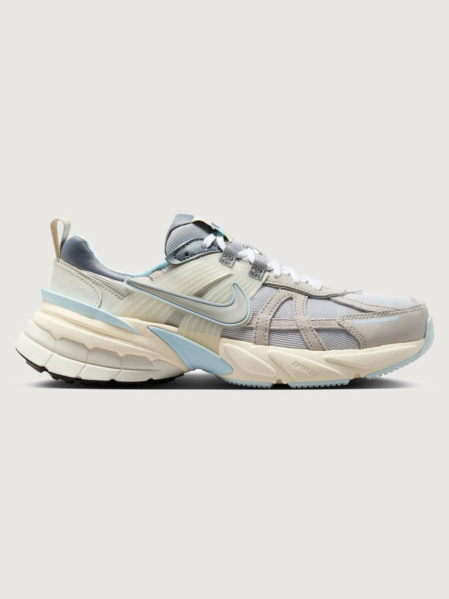 Nike V2K Run - Light Bone/MTLC Platinum-LT Iron Ore sold by Carbon38