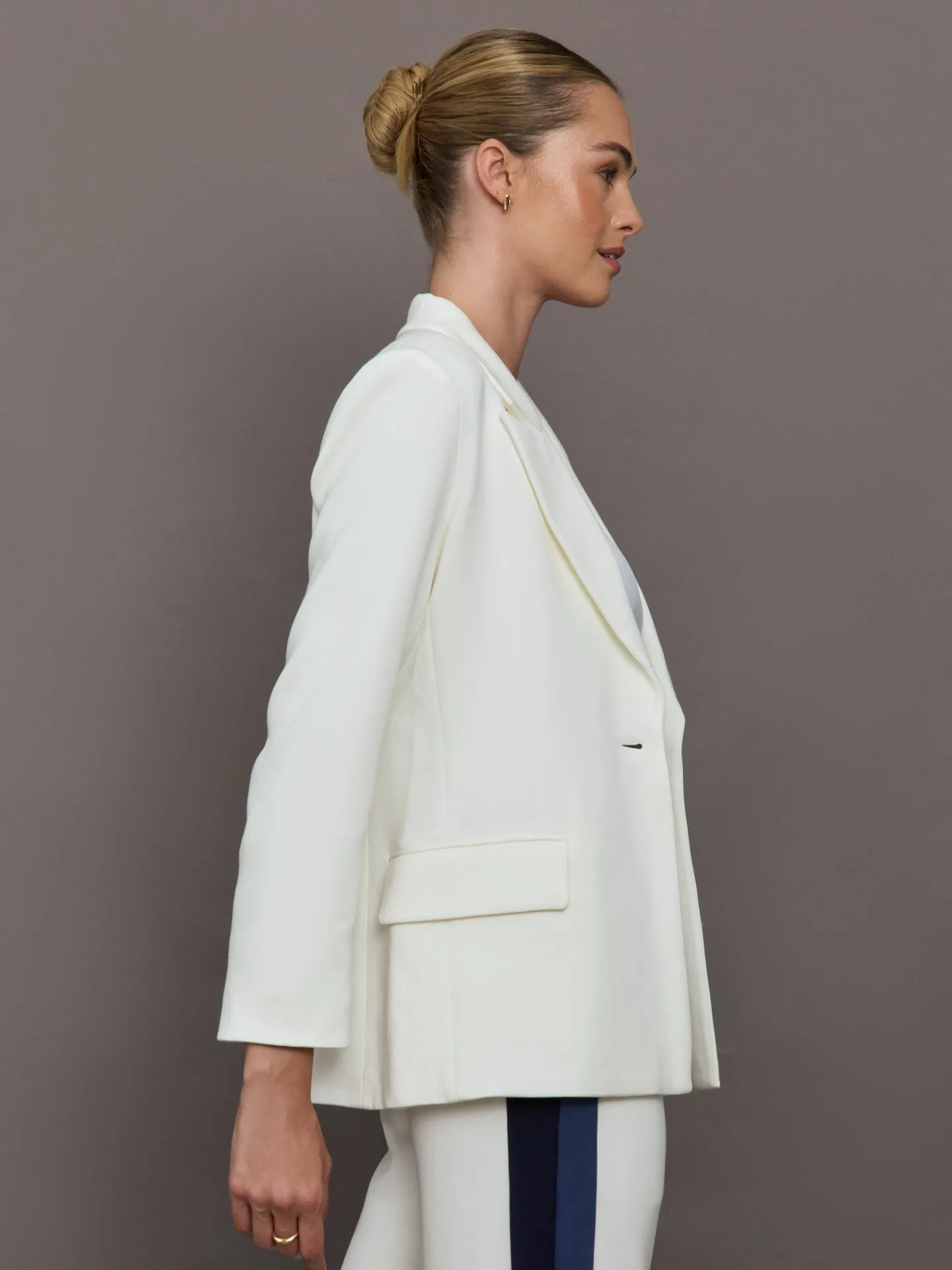 Single Breasted Blazer in Scuba - Ivory sold by Carbon38 product image thumbnail 4