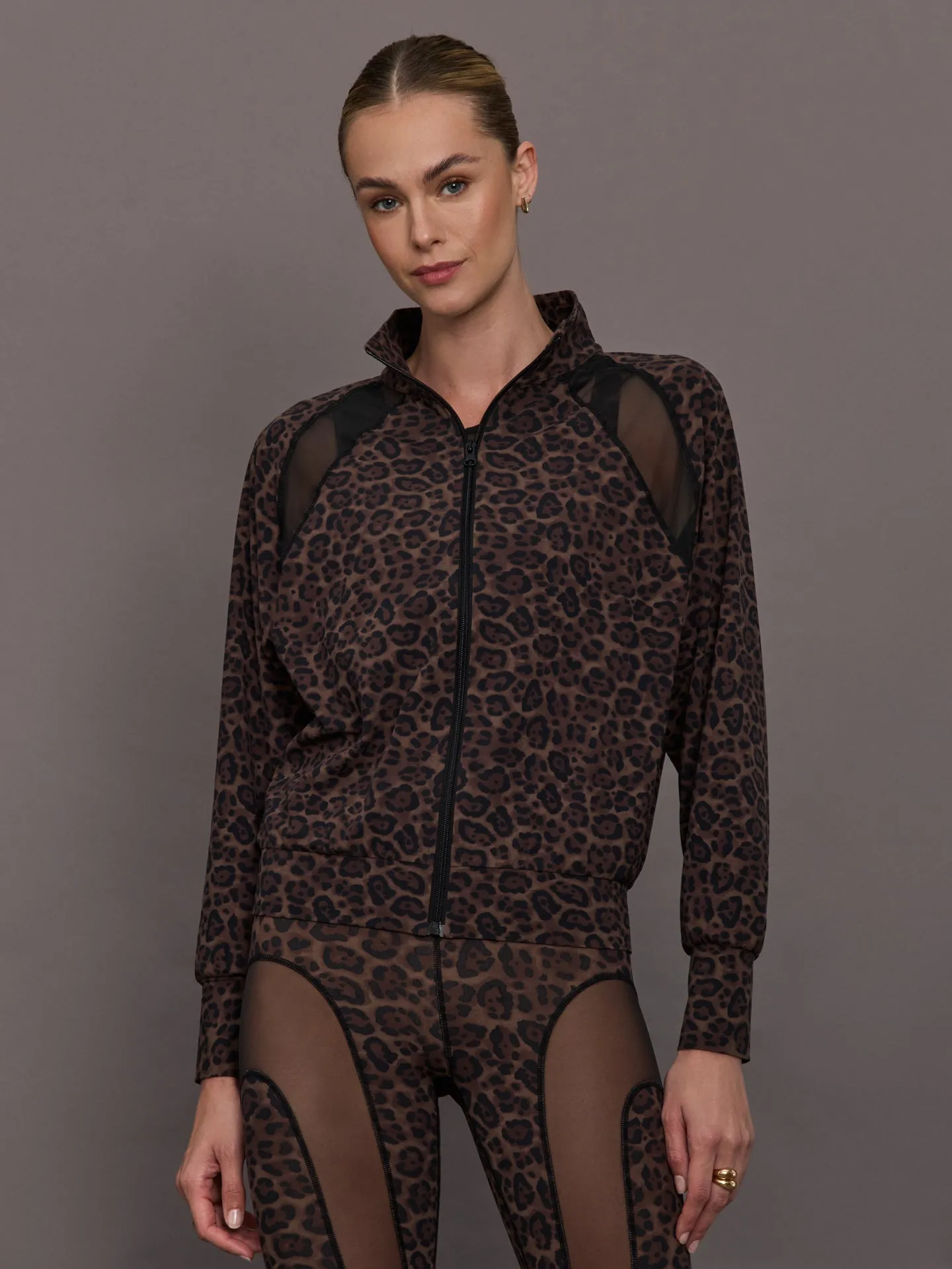 Full Zip Run Jacket w/ Mesh in Melt - Leopard Print sold by Carbon38
