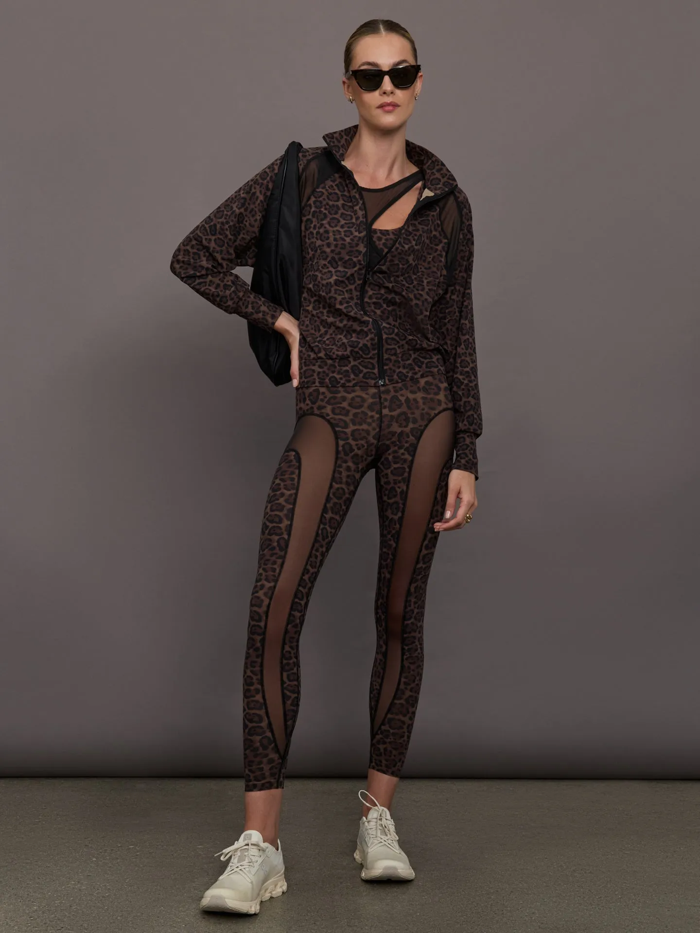 Full Zip Run Jacket w/ Mesh in Melt - Leopard Print sold by Carbon38 product image thumbnail 2