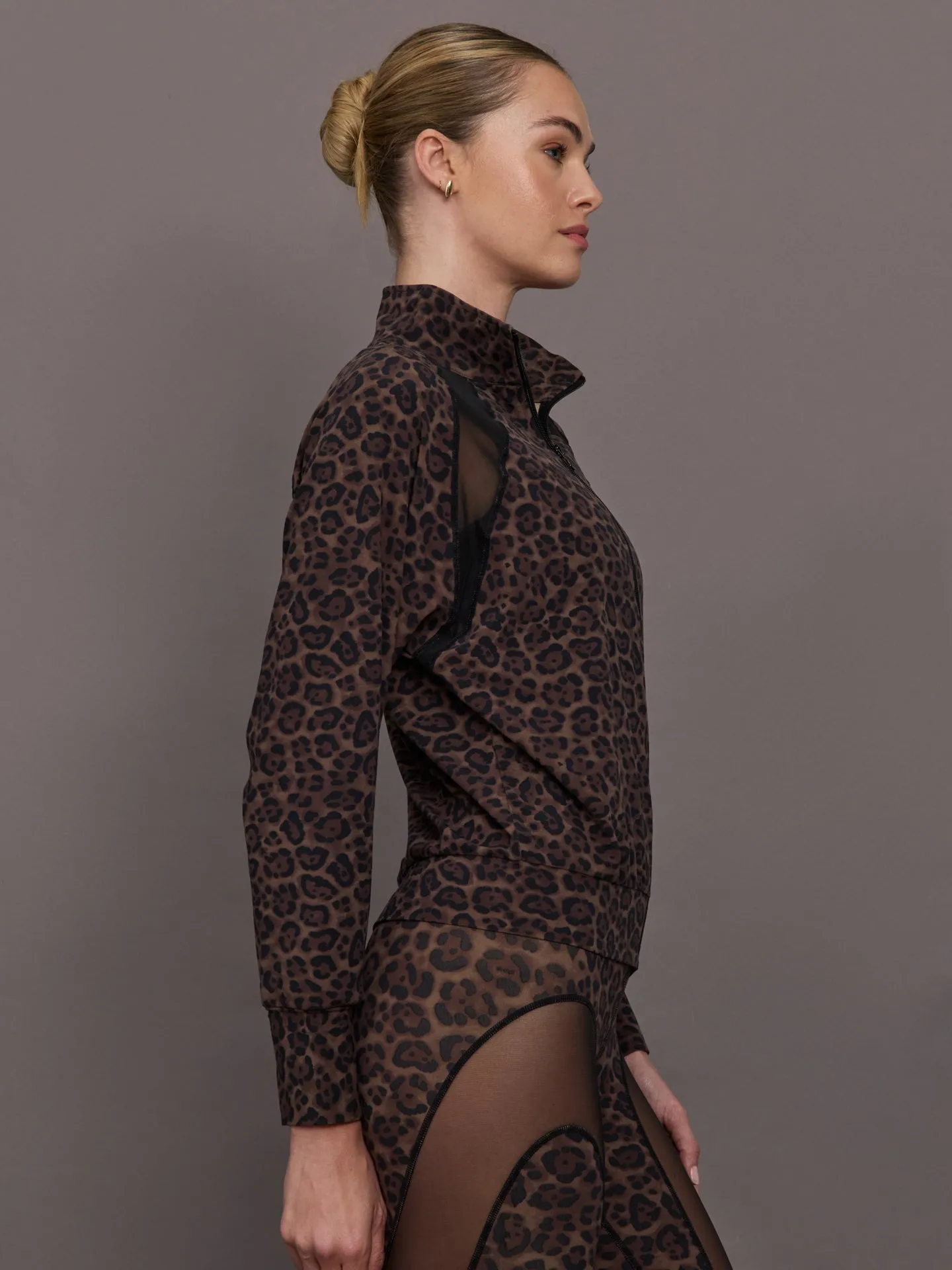 Full Zip Run Jacket w/ Mesh in Melt - Leopard Print sold by Carbon38 product image thumbnail 3