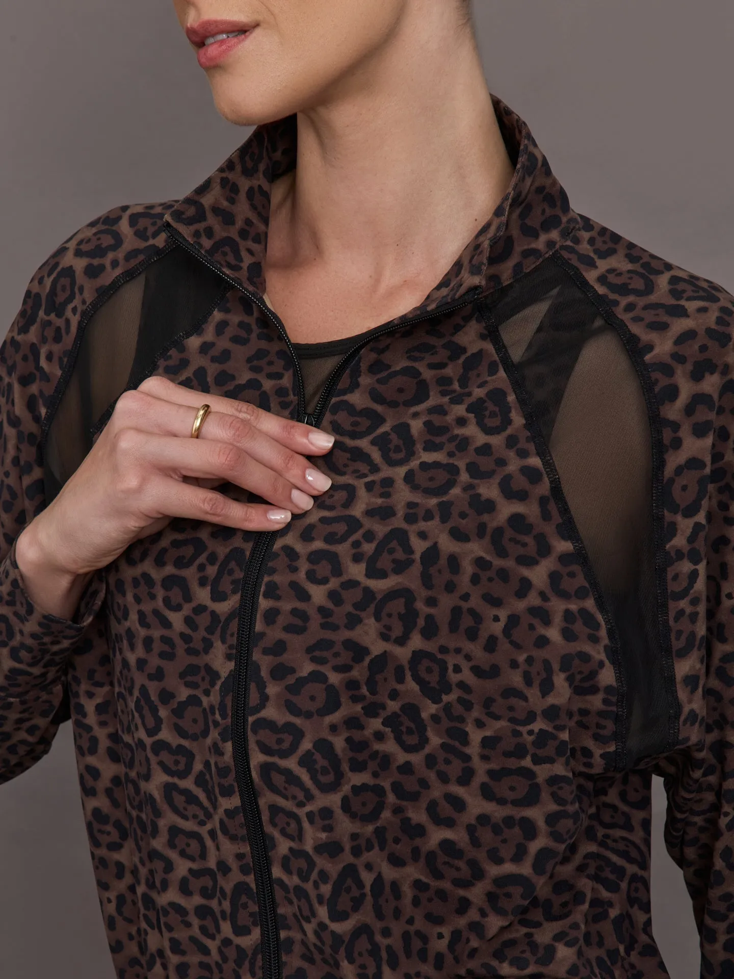 Full Zip Run Jacket w/ Mesh in Melt - Leopard Print sold by Carbon38 product image thumbnail 5