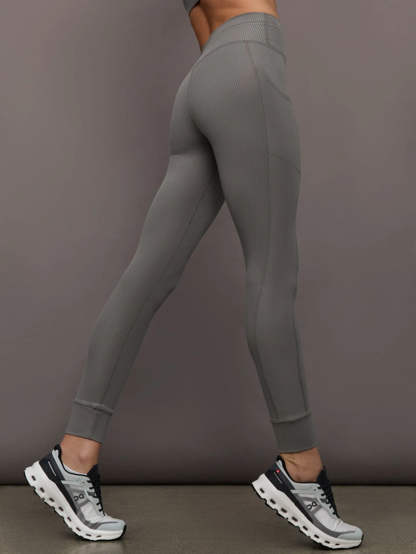 High Rise Pocket Legging in Ribbed Melt - Steel Grey sold by Carbon38 product image thumbnail 3