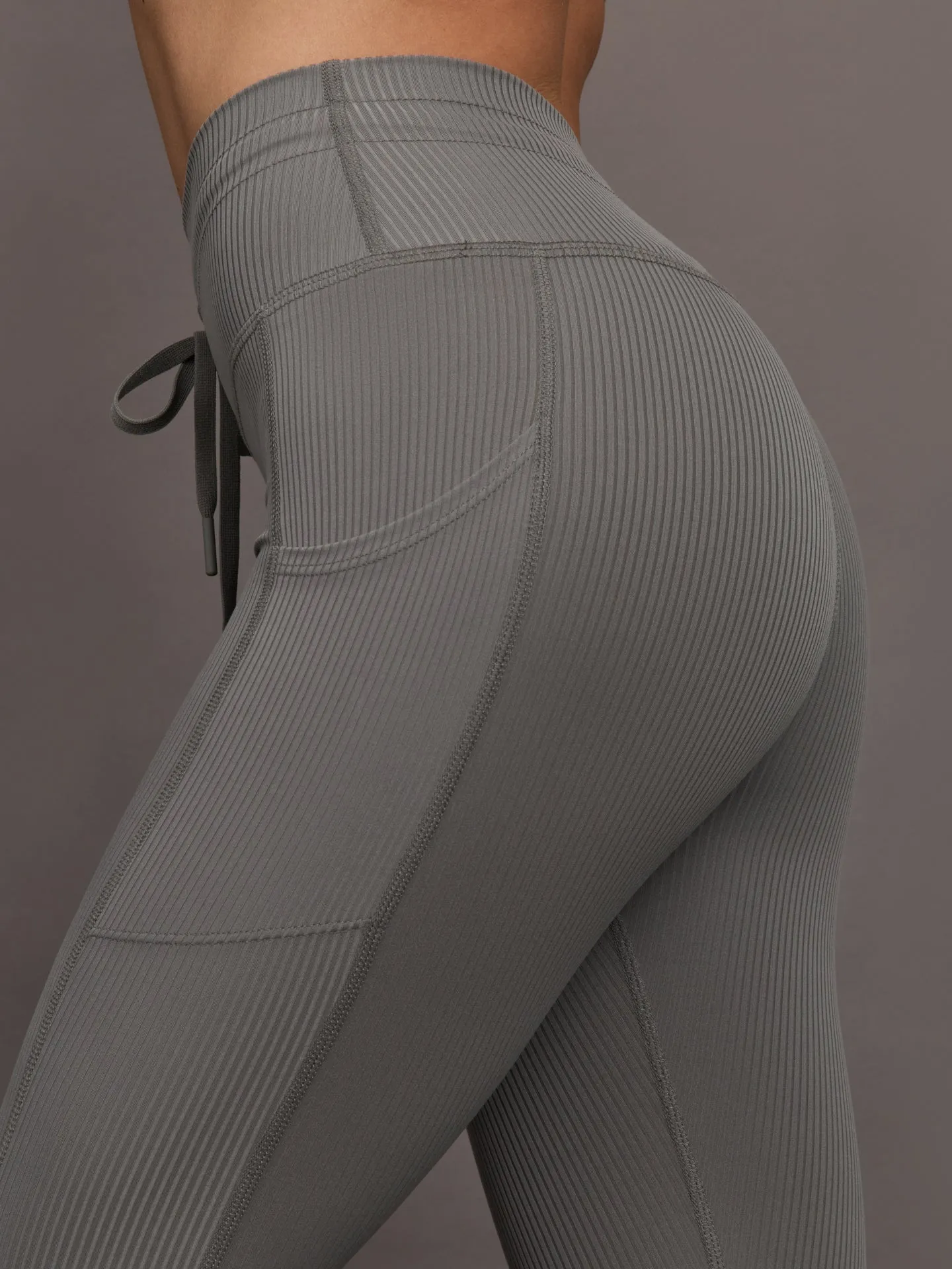 High Rise Pocket Legging in Ribbed Melt - Steel Grey sold by Carbon38 product image thumbnail 5