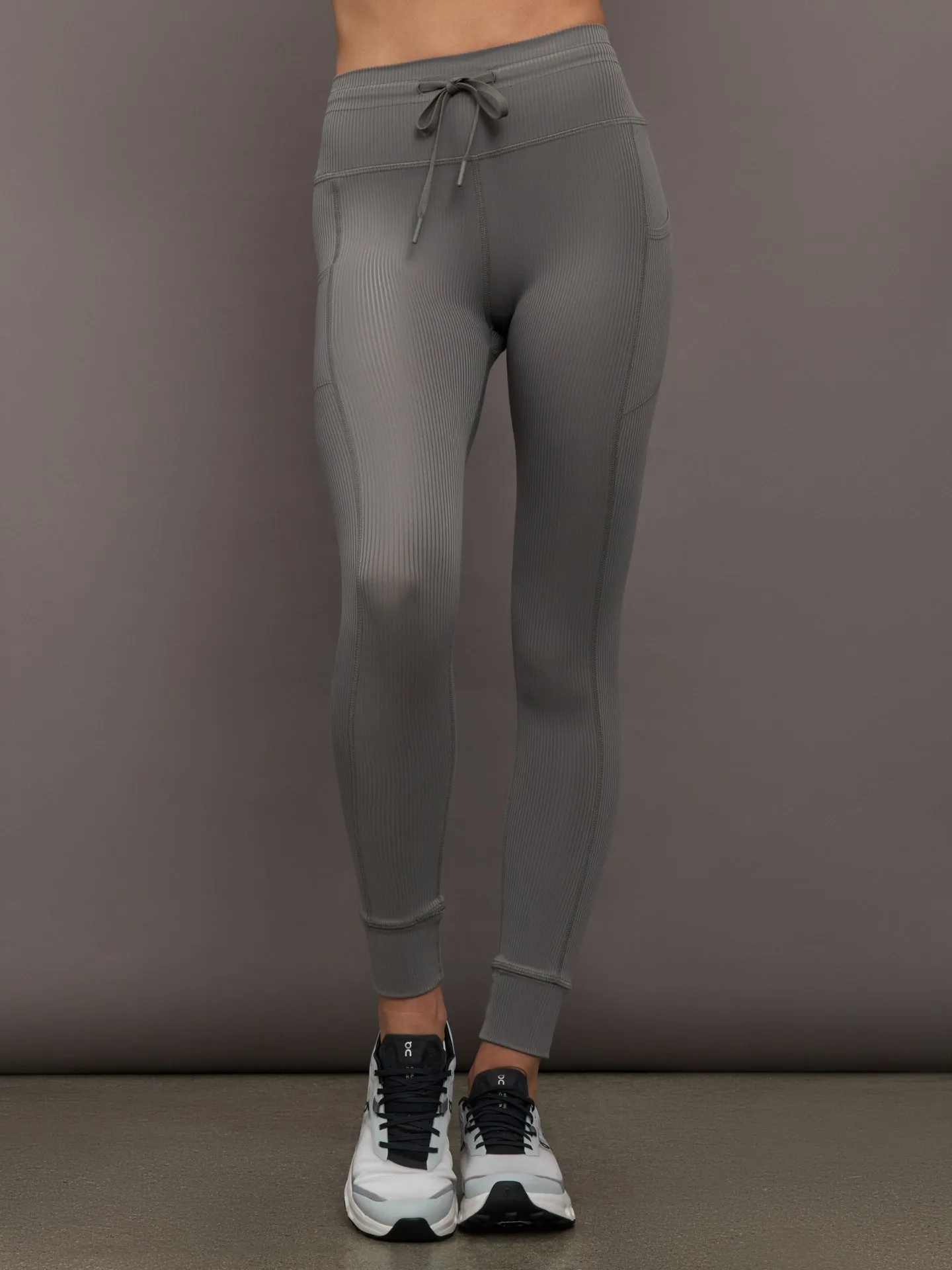 High Rise Pocket Legging in Ribbed Melt - Steel Grey sold by Carbon38