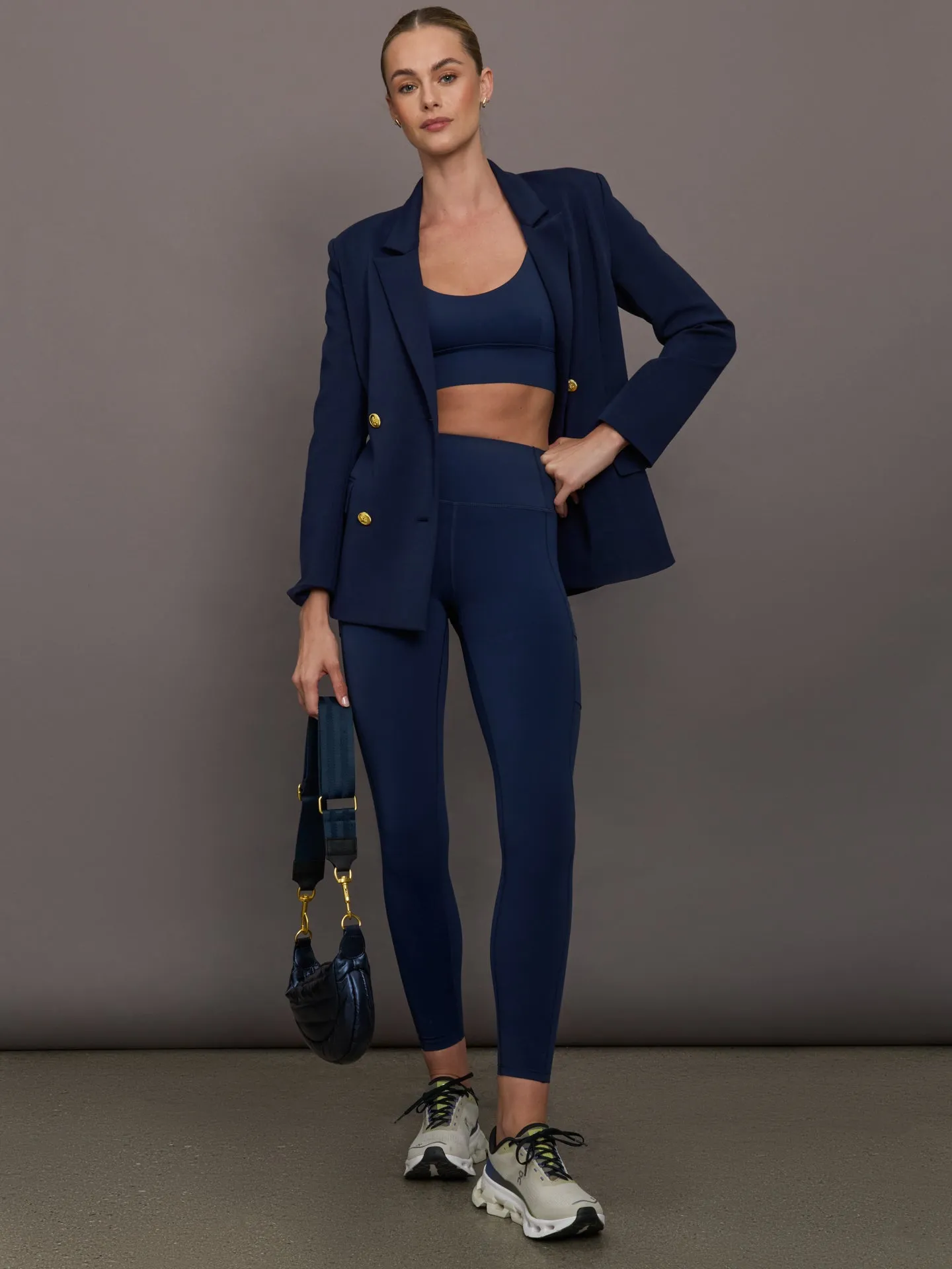 Multi Strap Active Bra in Diamond Compression - Navy sold by Carbon38 product image thumbnail 2