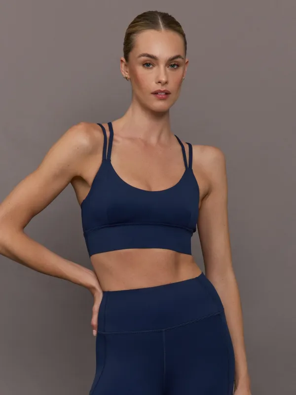 Multi Strap Active Bra in Diamond Compression - Navy sold by Carbon38